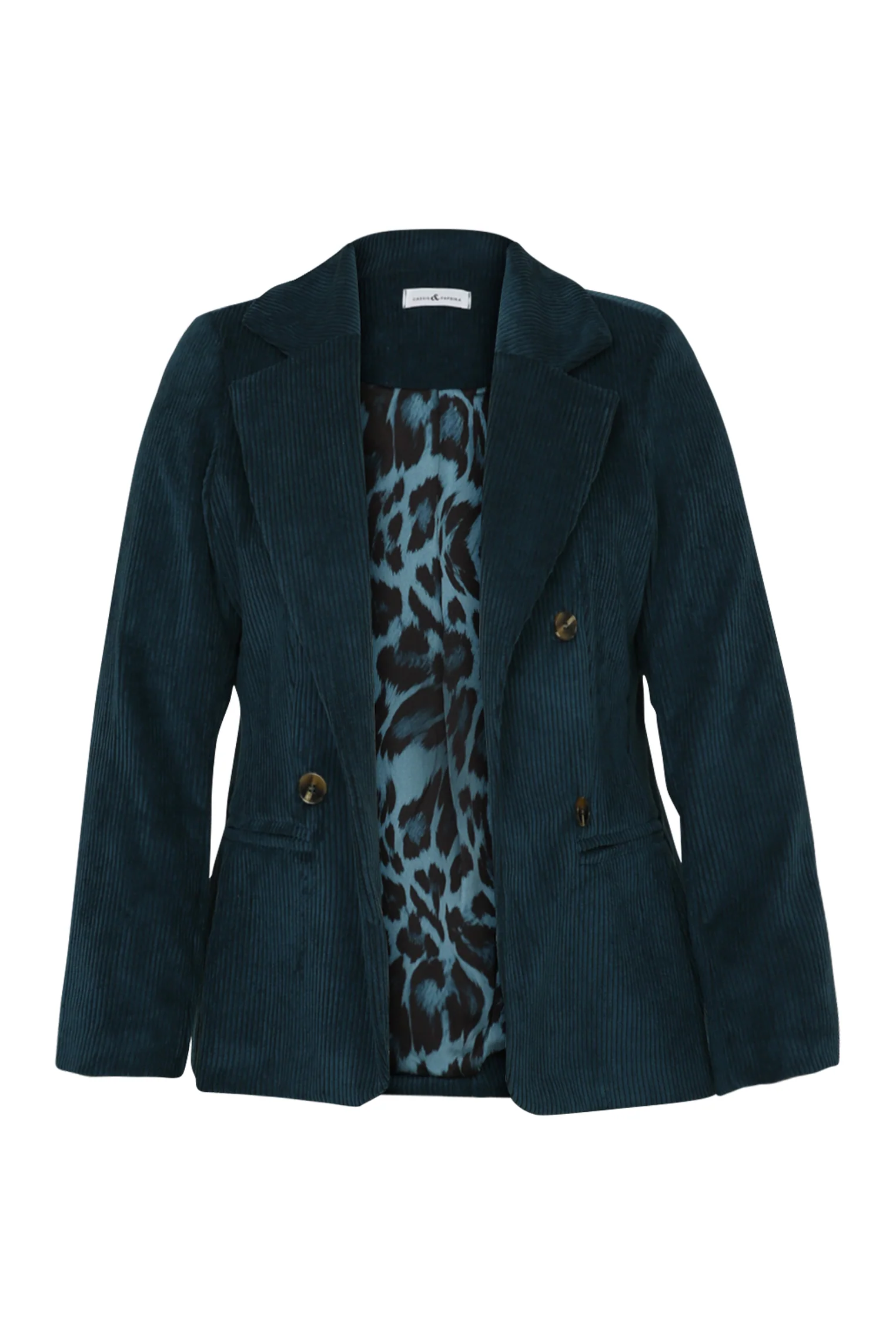 Korte, effen blazer in fluweel met voering in dierenhuidmotief - Image 10