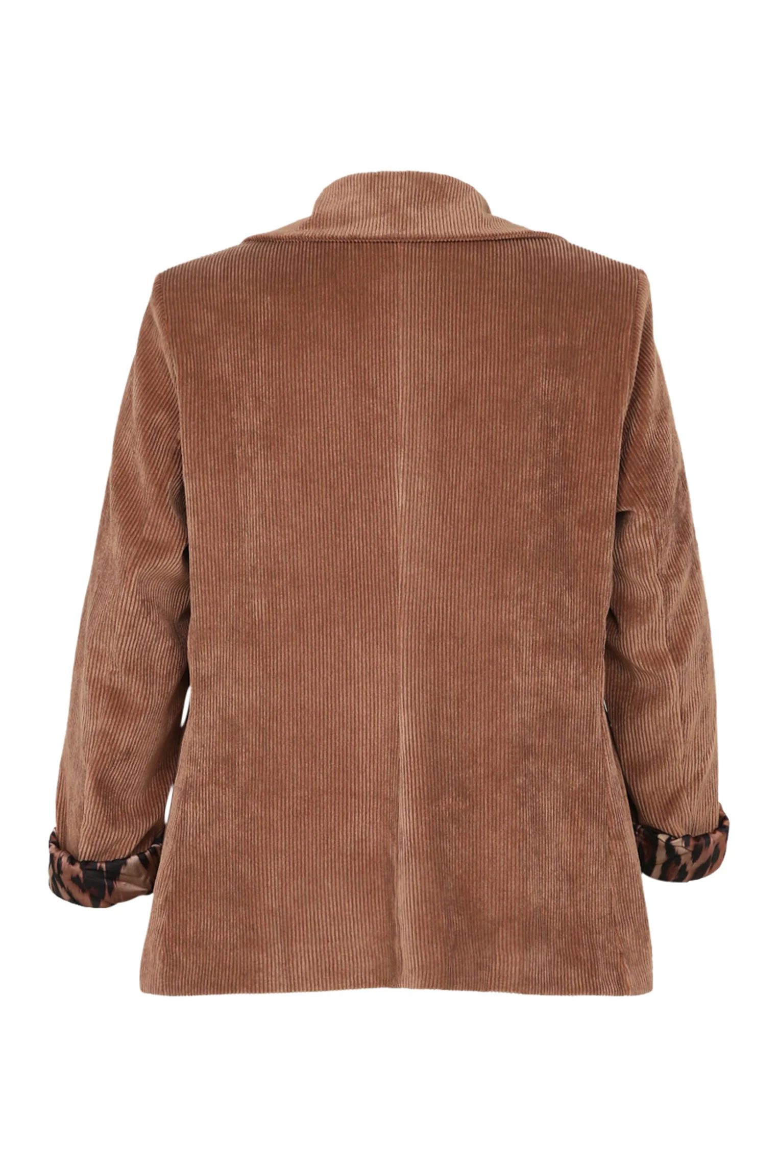 Korte, effen blazer in fluweel met voering in dierenhuidmotief - Image 21
