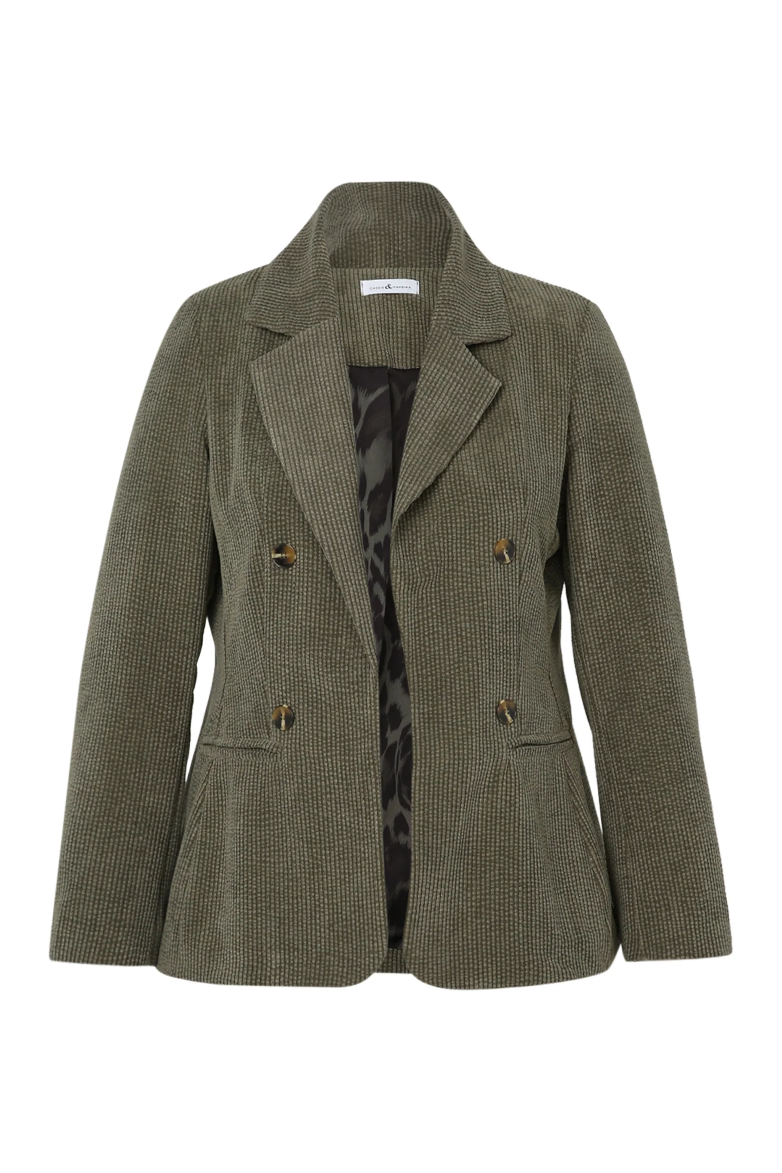 Korte, effen blazer in fluweel met voering in dierenhuidmotief - Image 10