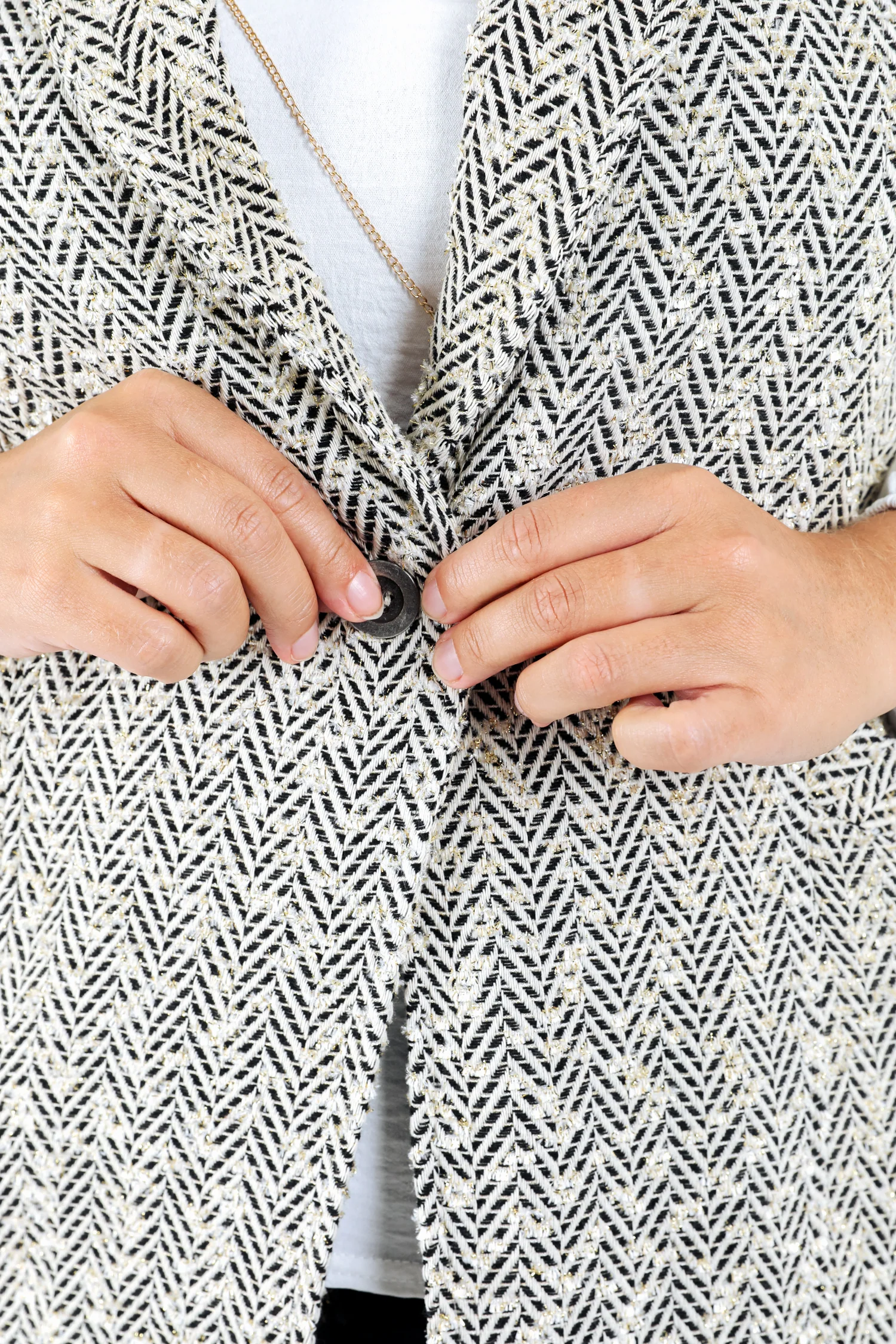 Mouwloze blazer met visgraatmotief - Image 4