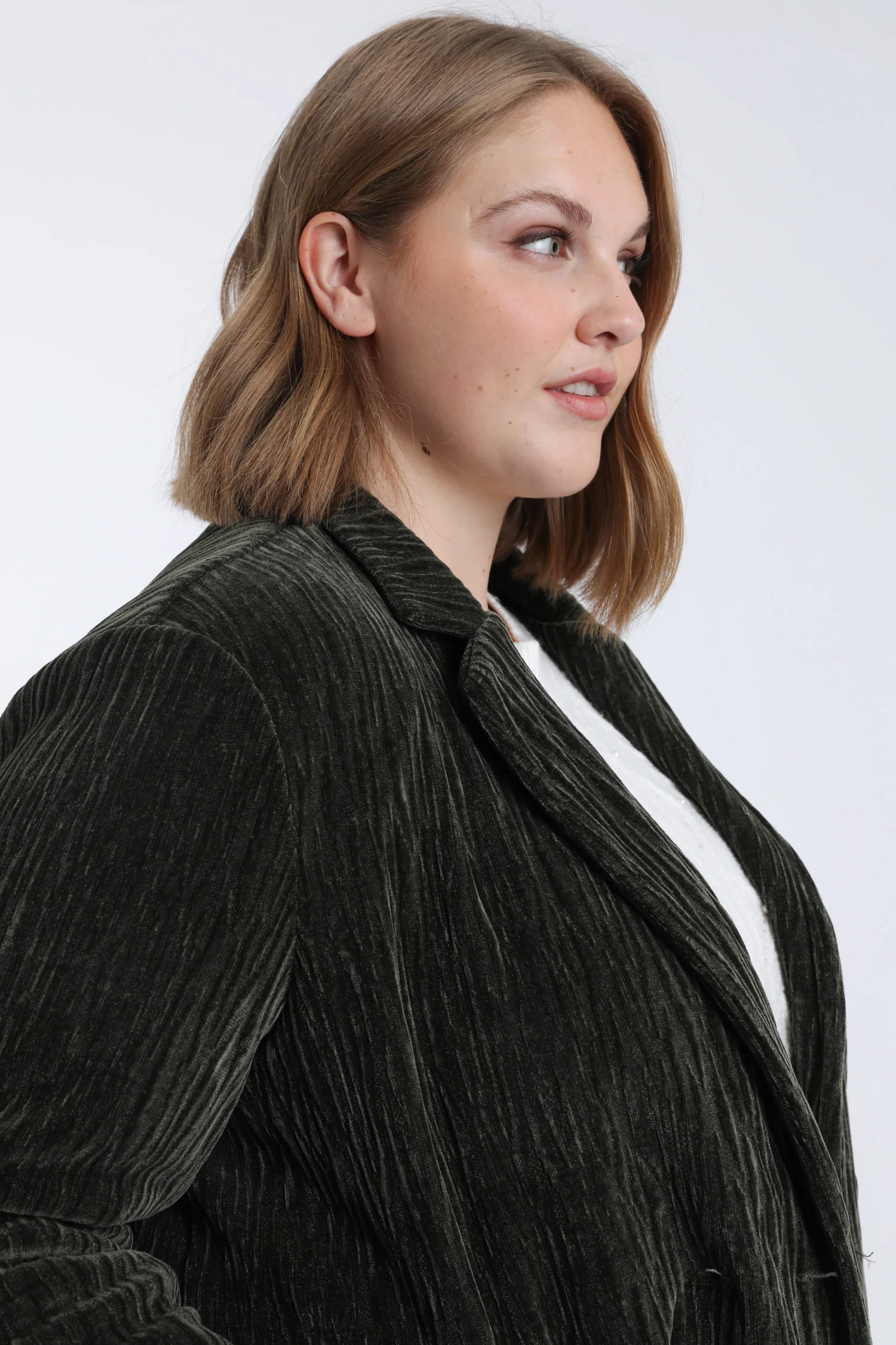Effen blazer van geplooid fluweel - Image 5