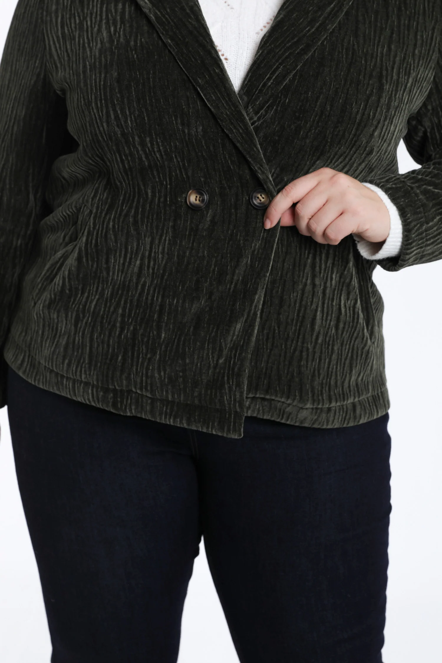 Effen blazer van geplooid fluweel - Image 6