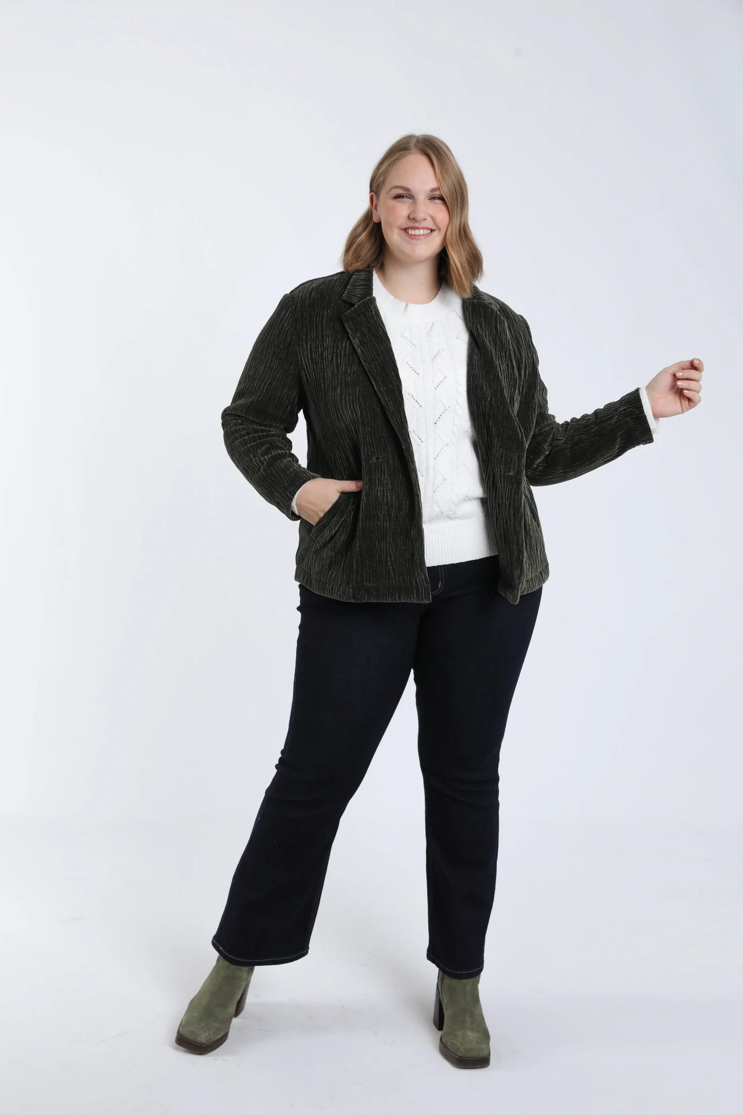 Effen blazer van geplooid fluweel - Image 7