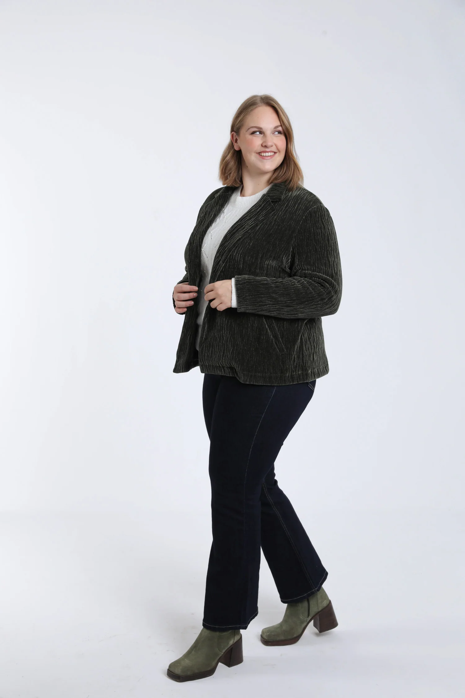 Effen blazer van geplooid fluweel - Image 8