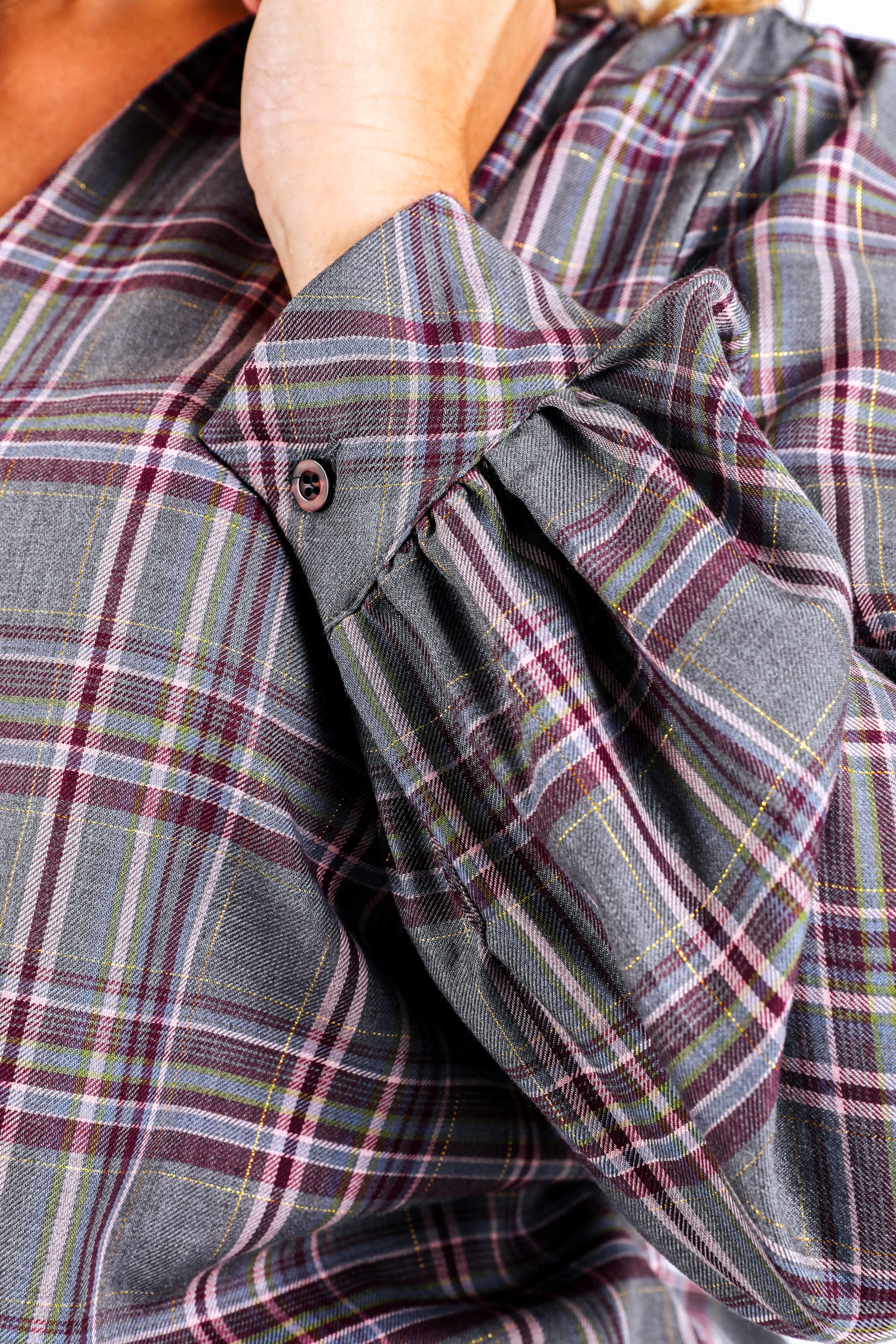 Geruite blouse met lurex - Image 4