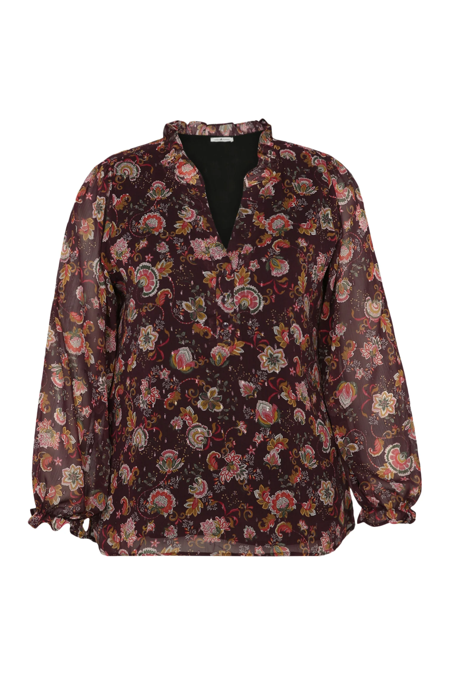 Blouse met ruches en bloemenprint en lurex - Image 10
