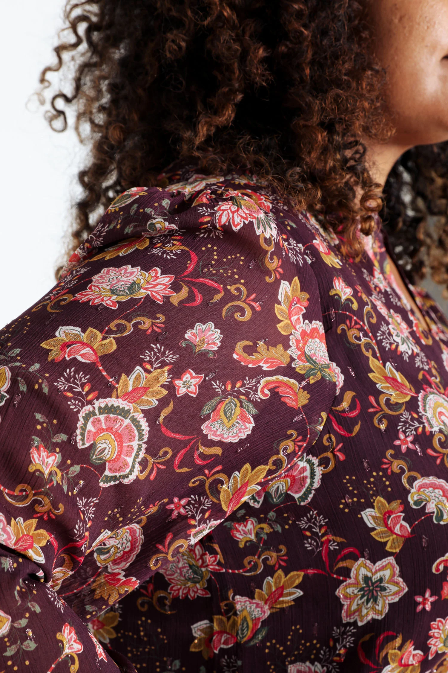 Blouse met ruches en bloemenprint en lurex - Image 6