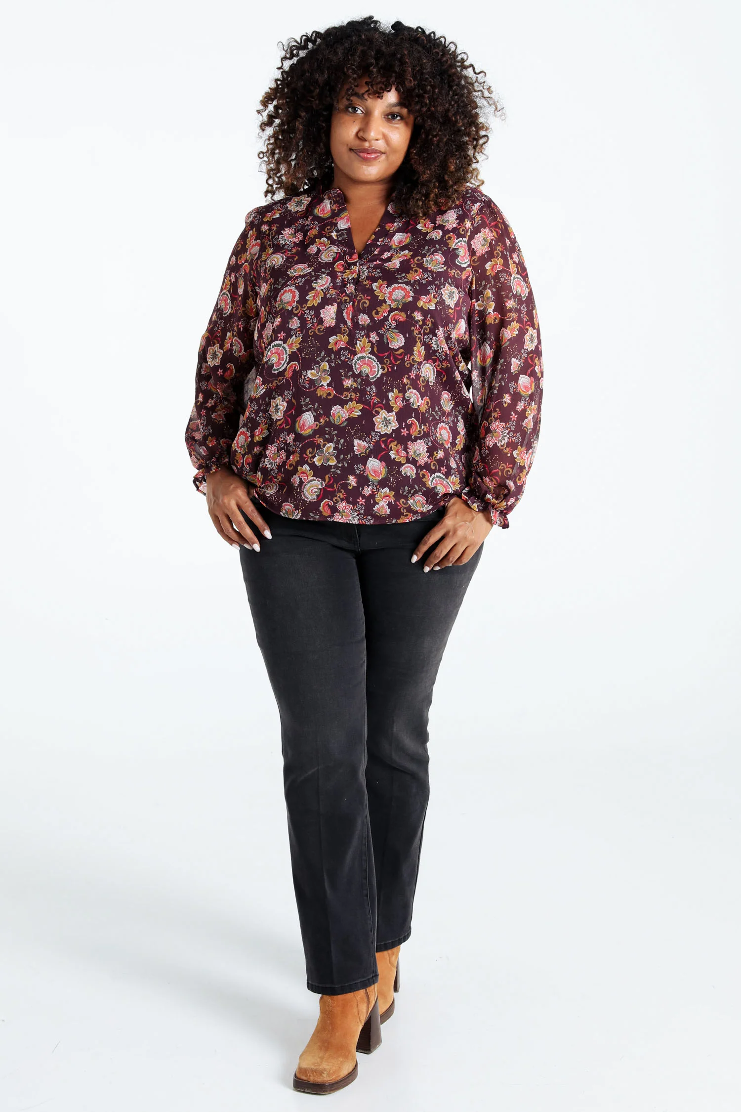 Blouse met ruches en bloemenprint en lurex - Image 8