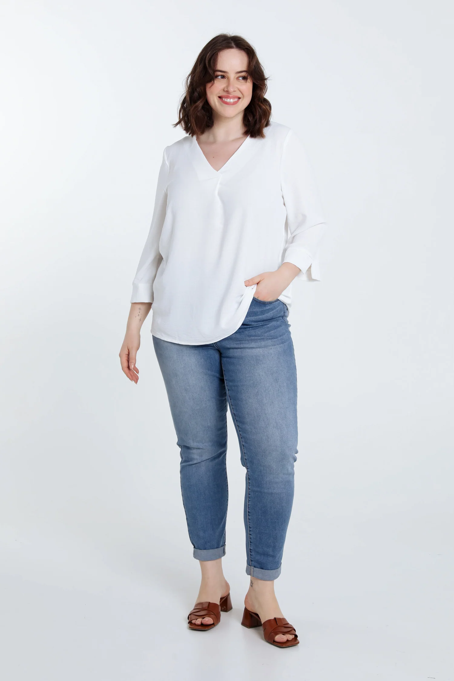 Losse, effen blouse - Image 6