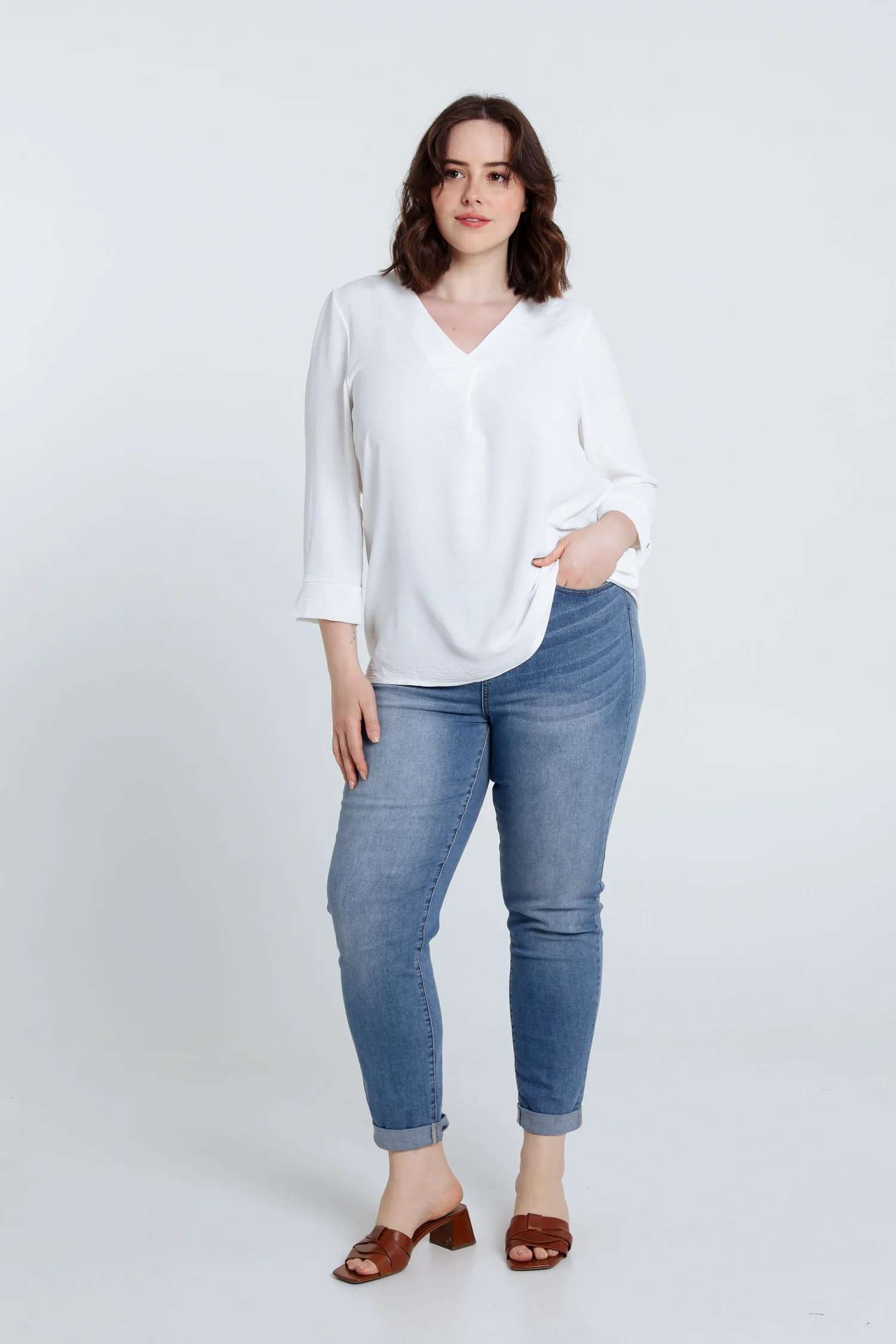 Losse, effen blouse - Image 7
