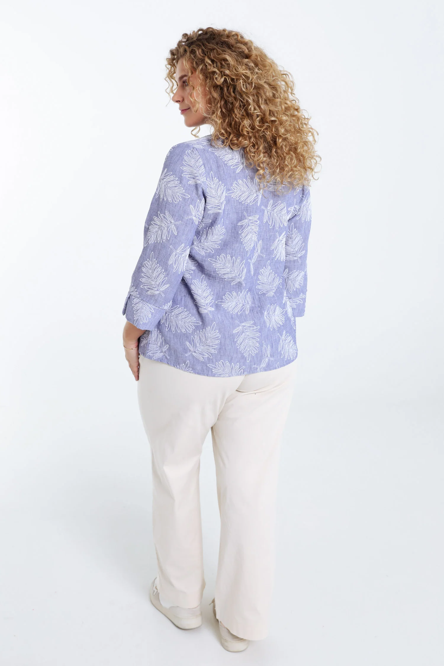 Tweekleurige blouse met bladdetail - Image 2
