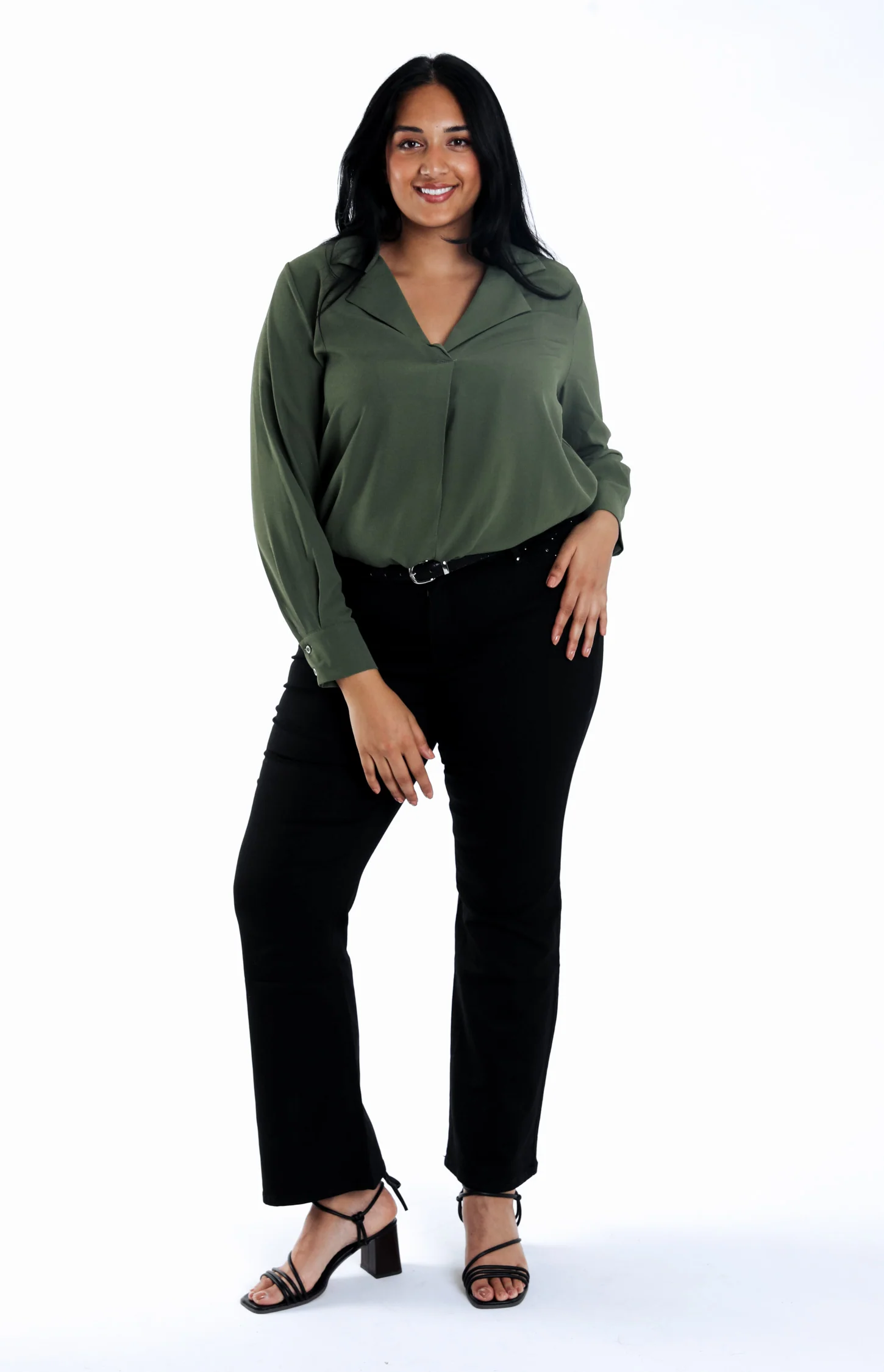 Effen blouse met omgeslagen kraag - Image 7