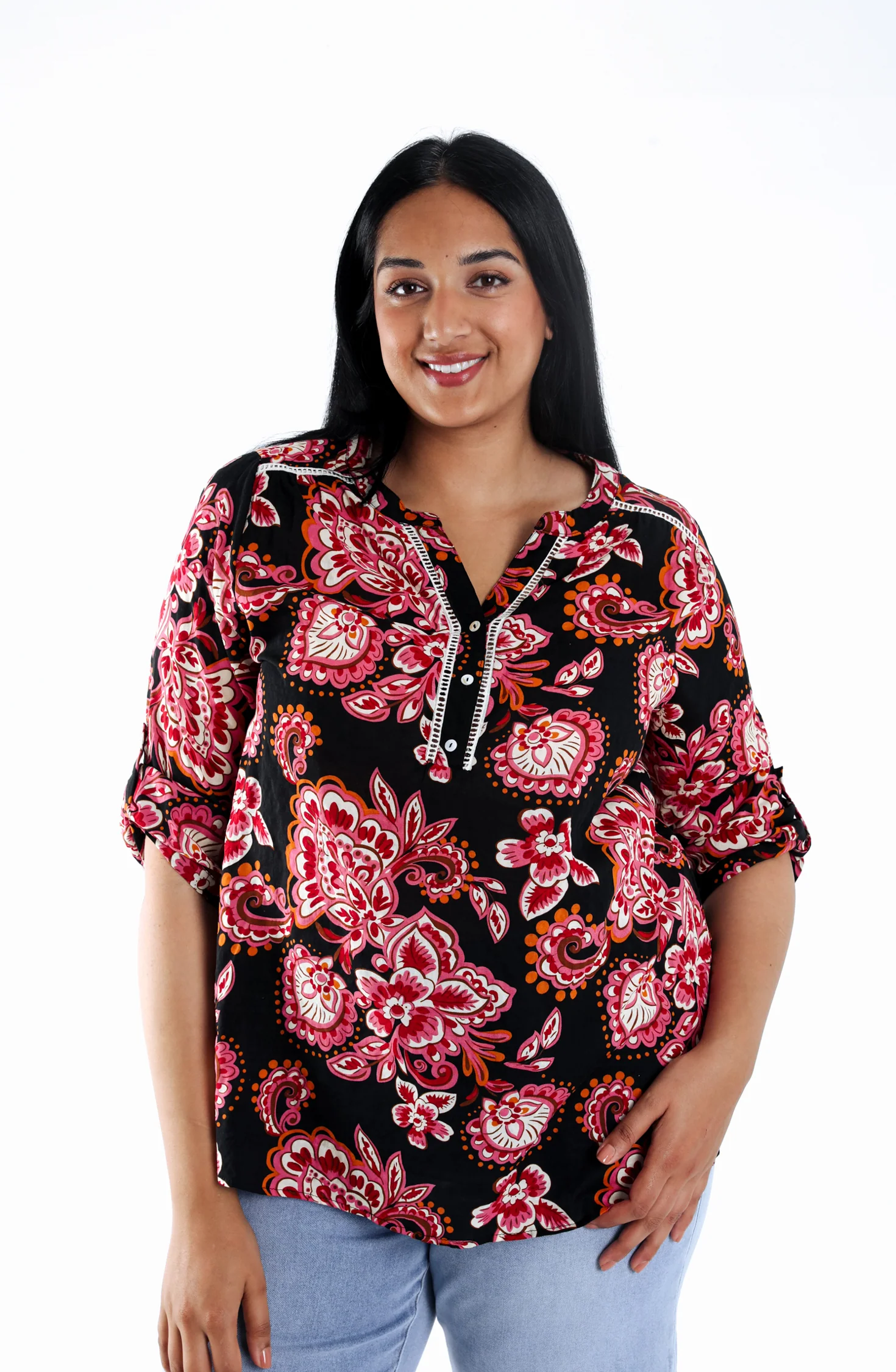 Blouse van katoen en viscose met paisleyprint