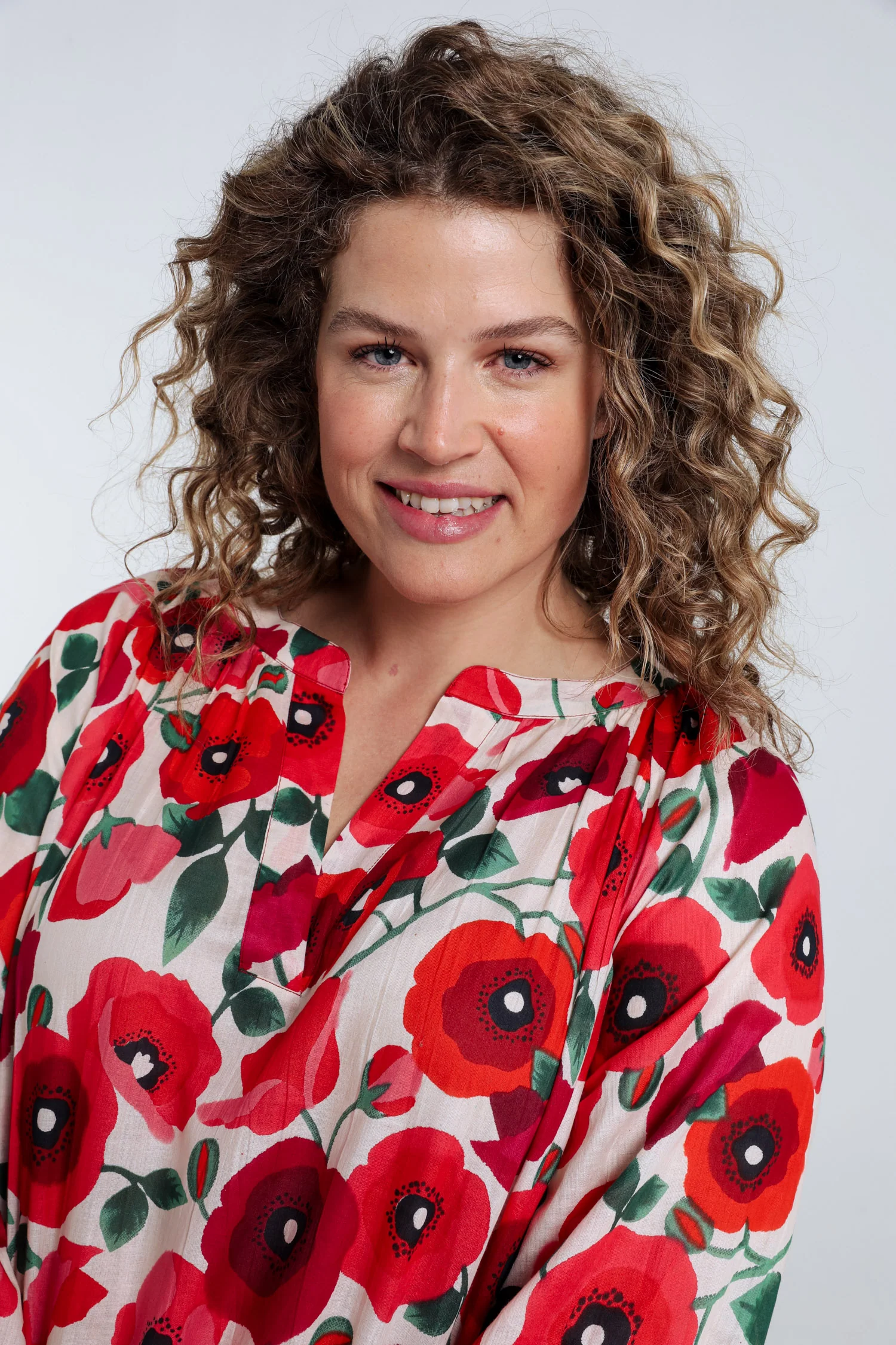 Katoenen blouse met klaproosprint - Image 3