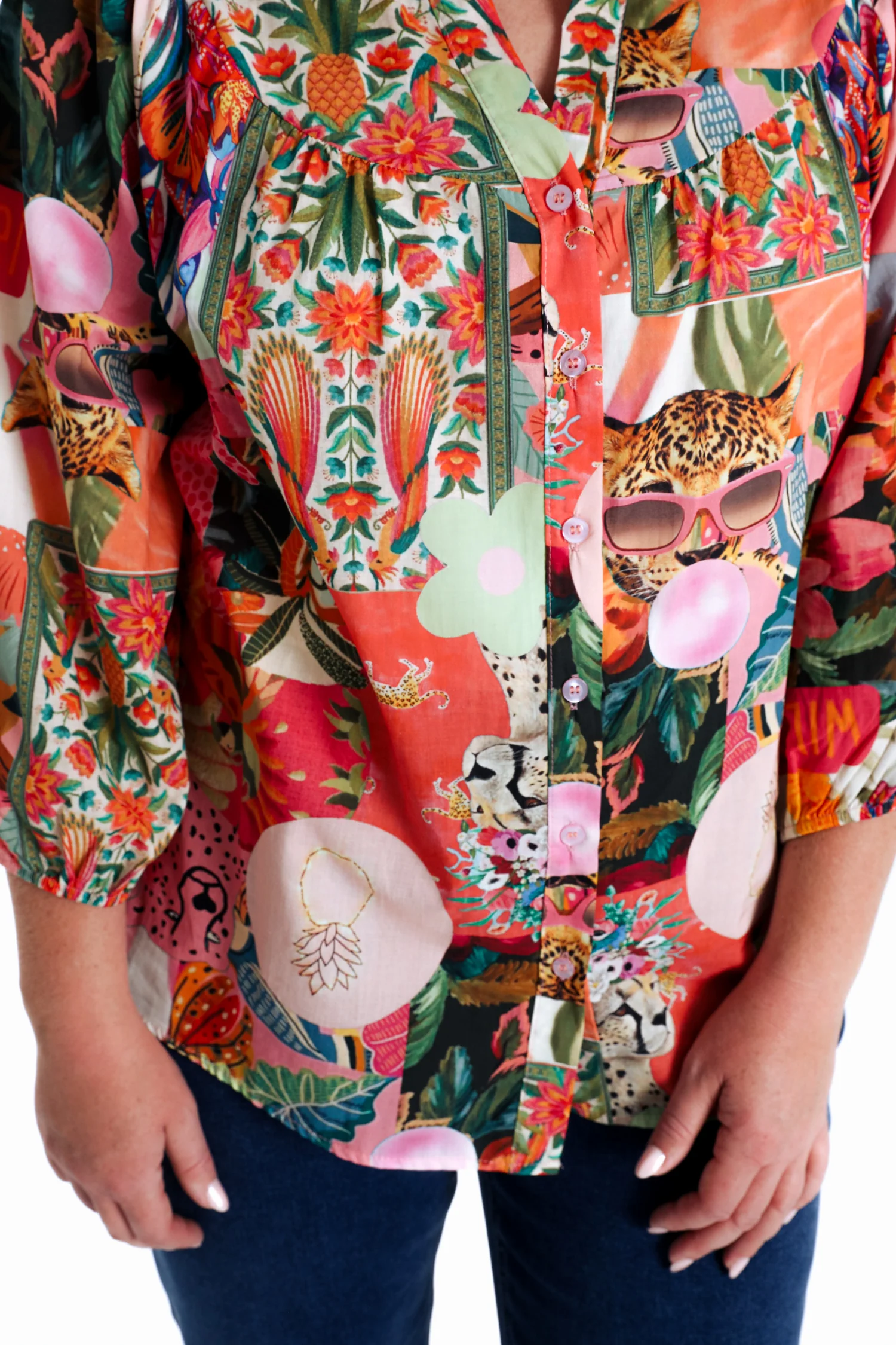 Blouse van katoen met jungleprint - Image 3