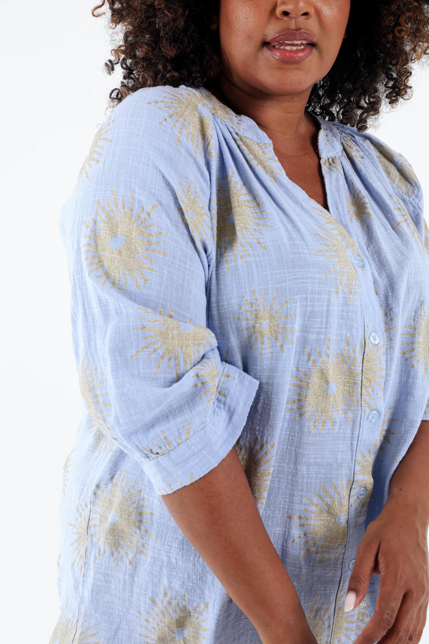 Blouse van katoen met folie zonprint - Image 15