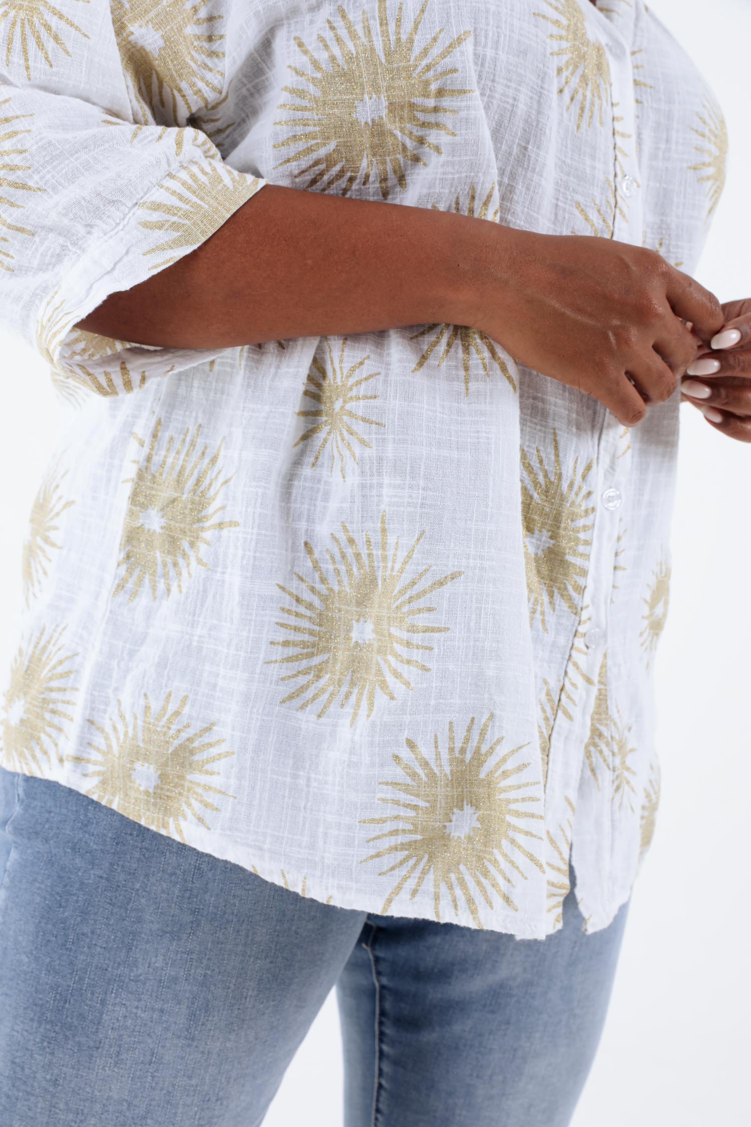 Blouse van katoen met folie zonprint - Image 5
