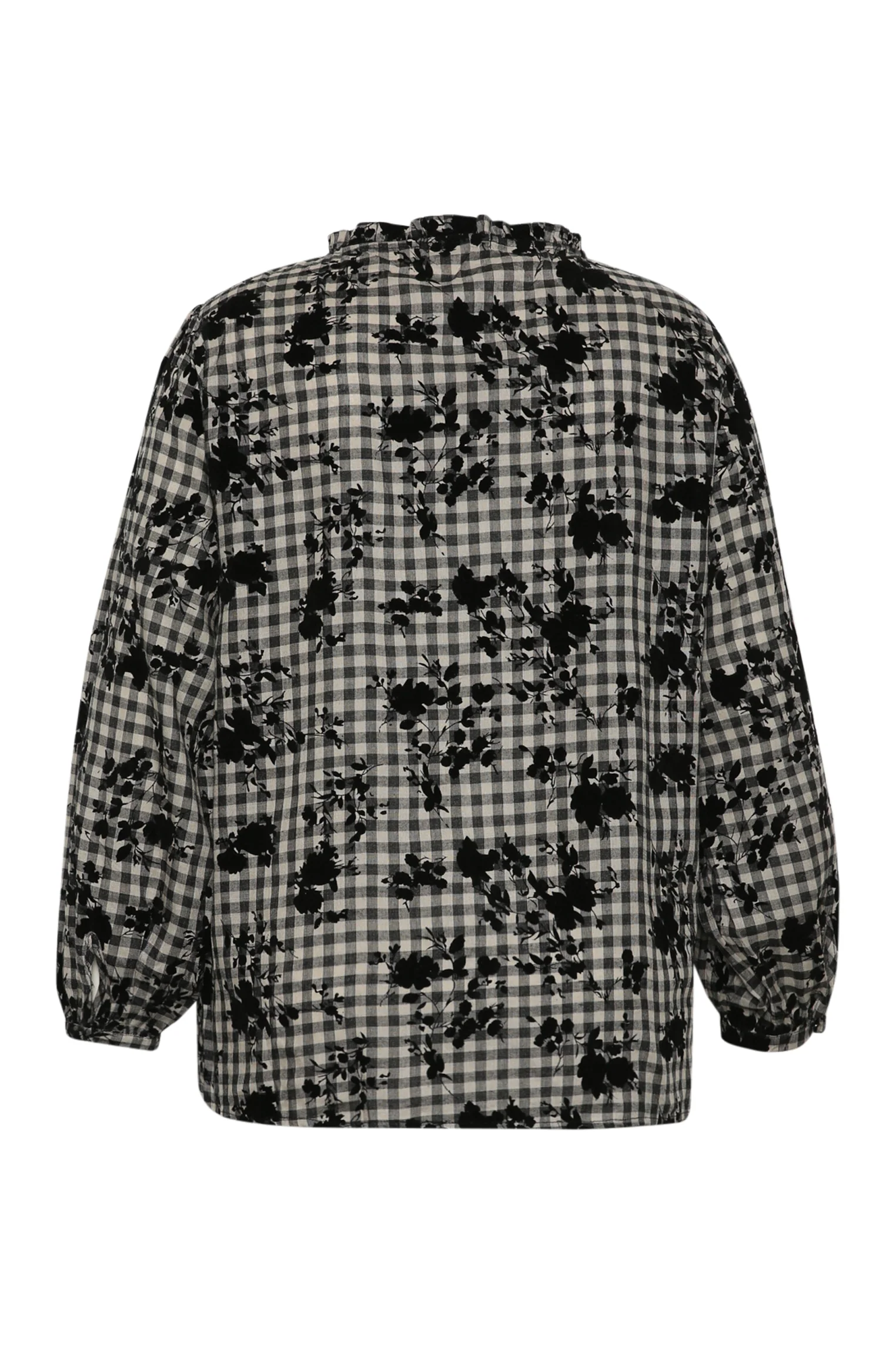 Blouse van katoen met vichyprint en flockbloemen - Image 9