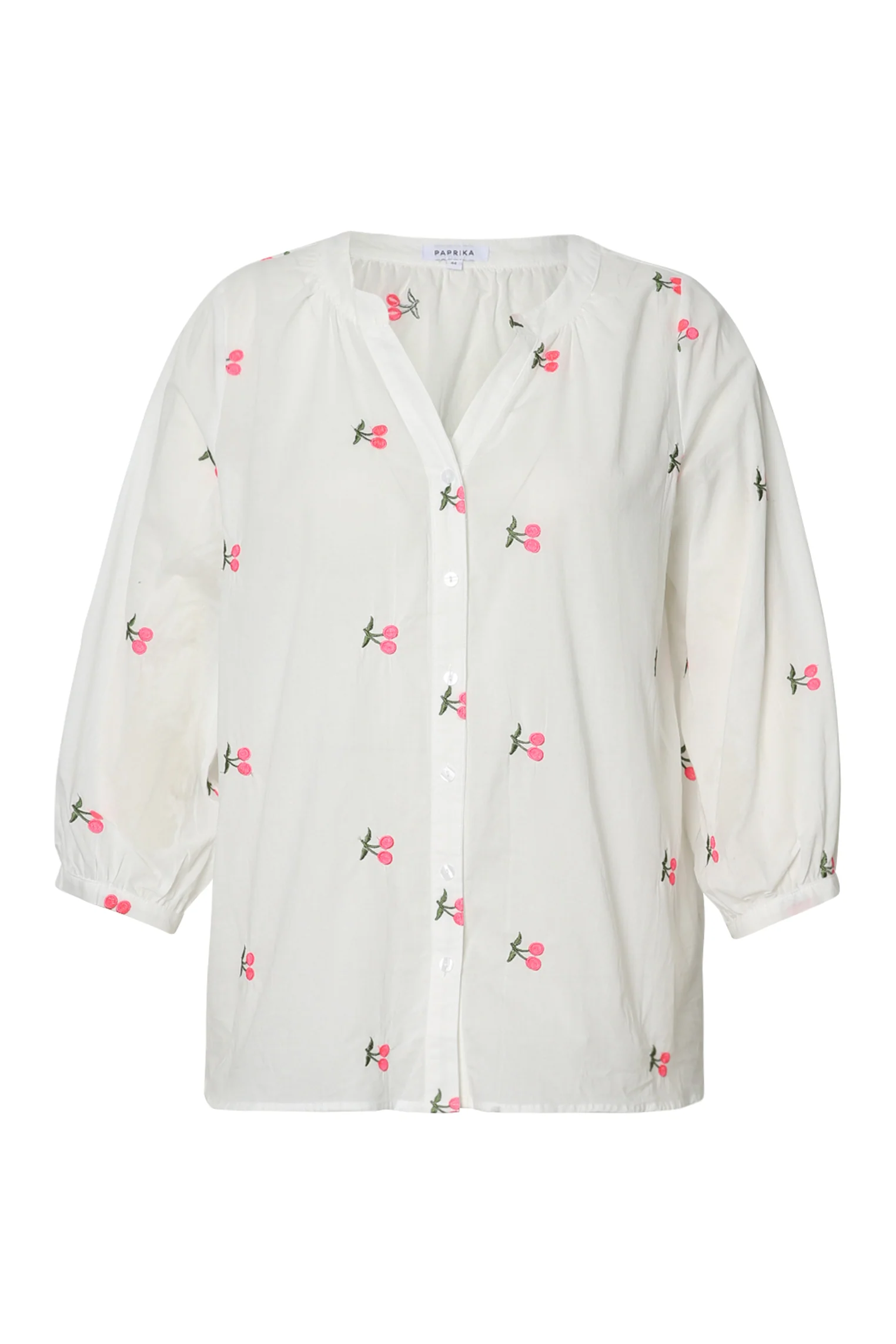 Effen katoenen blouse met kersenborduursels - Image 10