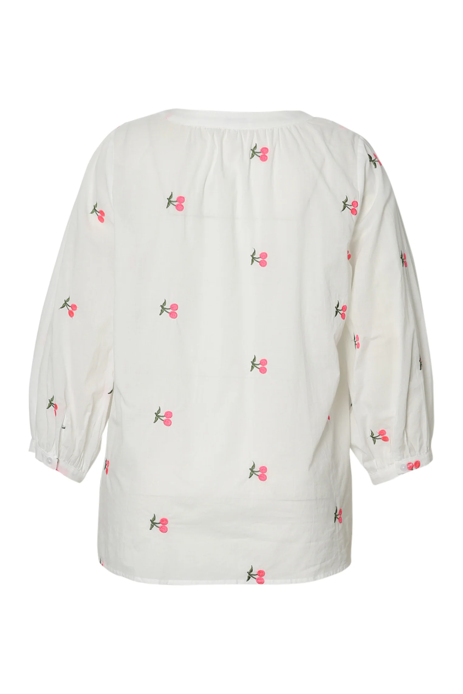 Effen katoenen blouse met kersenborduursels - Image 11