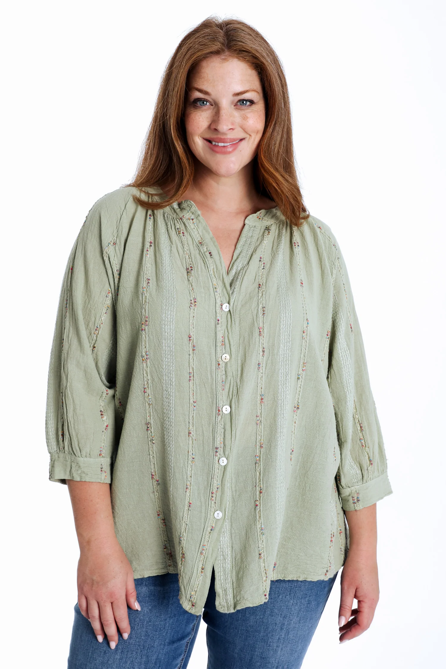 Effen katoenen blouse met multicolore details - Image 12