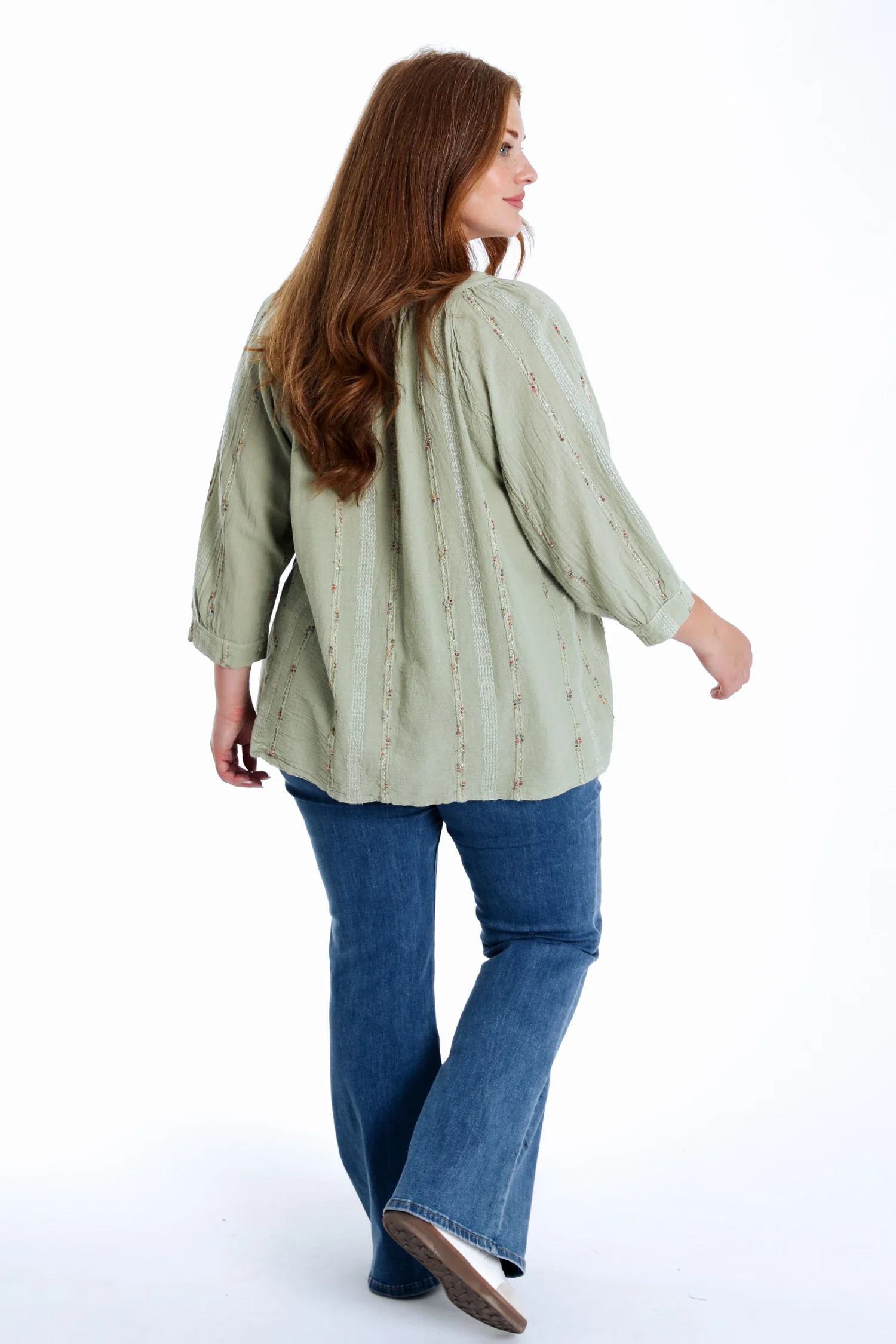 Effen katoenen blouse met multicolore details - Image 13