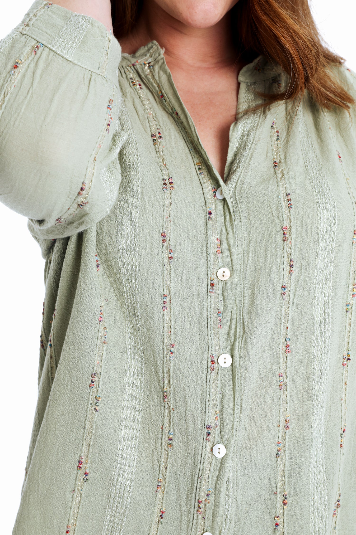 Effen katoenen blouse met multicolore details - Image 14
