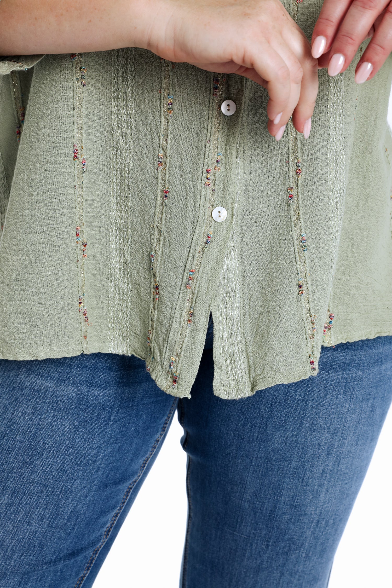 Effen katoenen blouse met multicolore details - Image 15