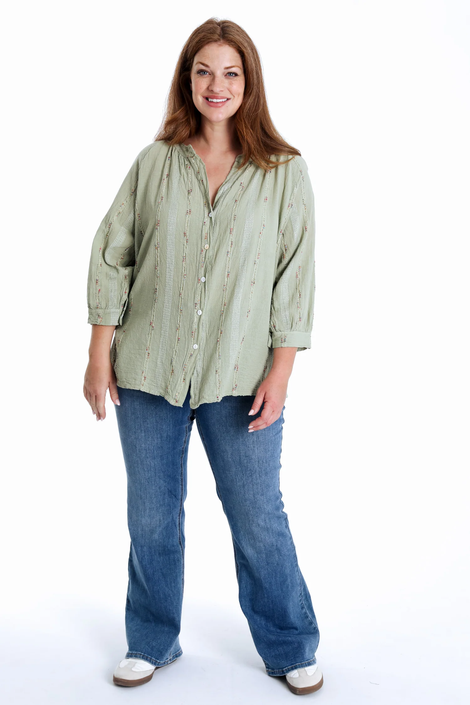 Effen katoenen blouse met multicolore details - Image 18