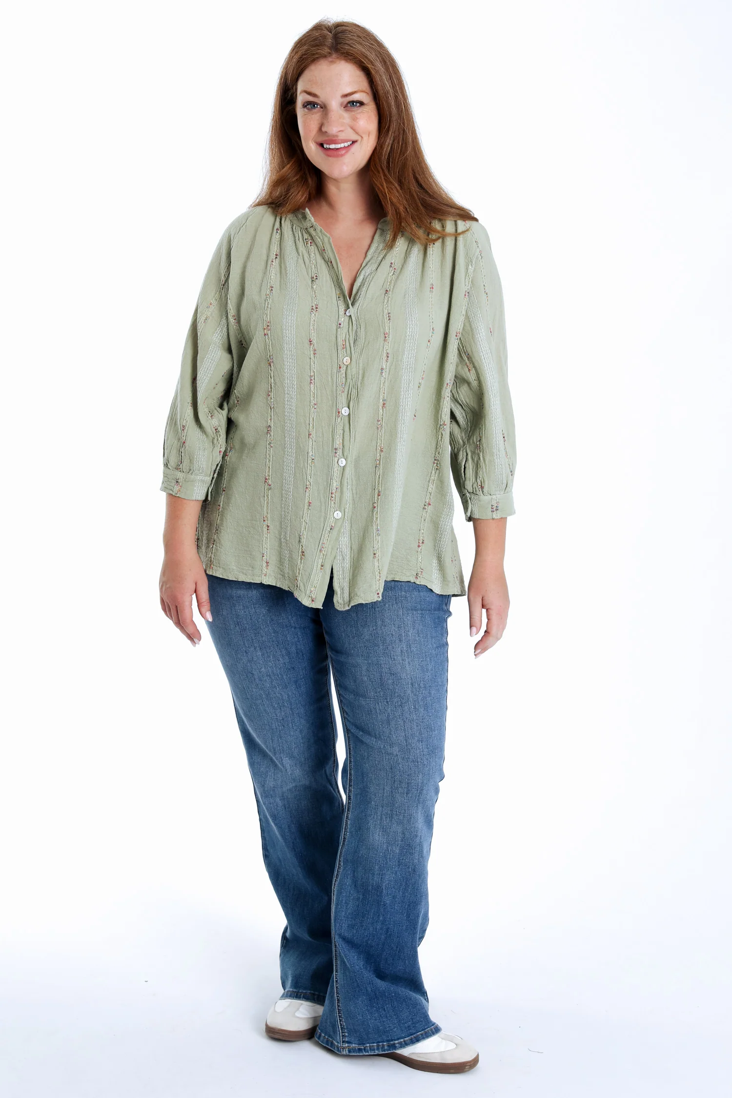 Effen katoenen blouse met multicolore details - Image 19