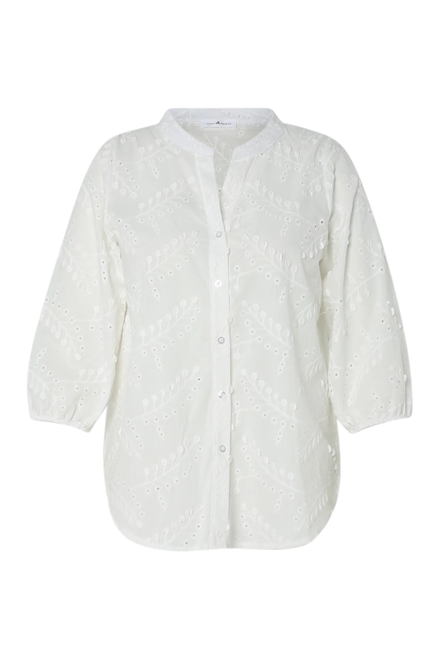 Effen katoenen blouse met geborduurde bloemen - Image 10