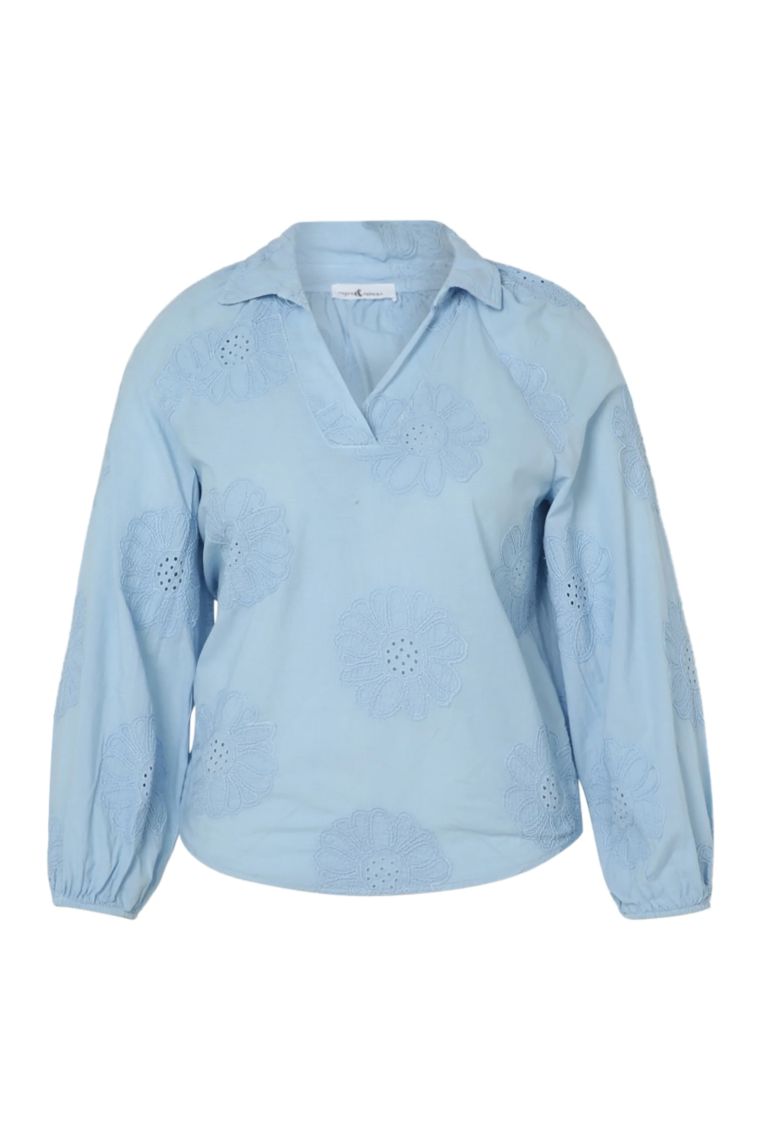 Effen katoenen blouse met geborduurde bloemen - Image 21
