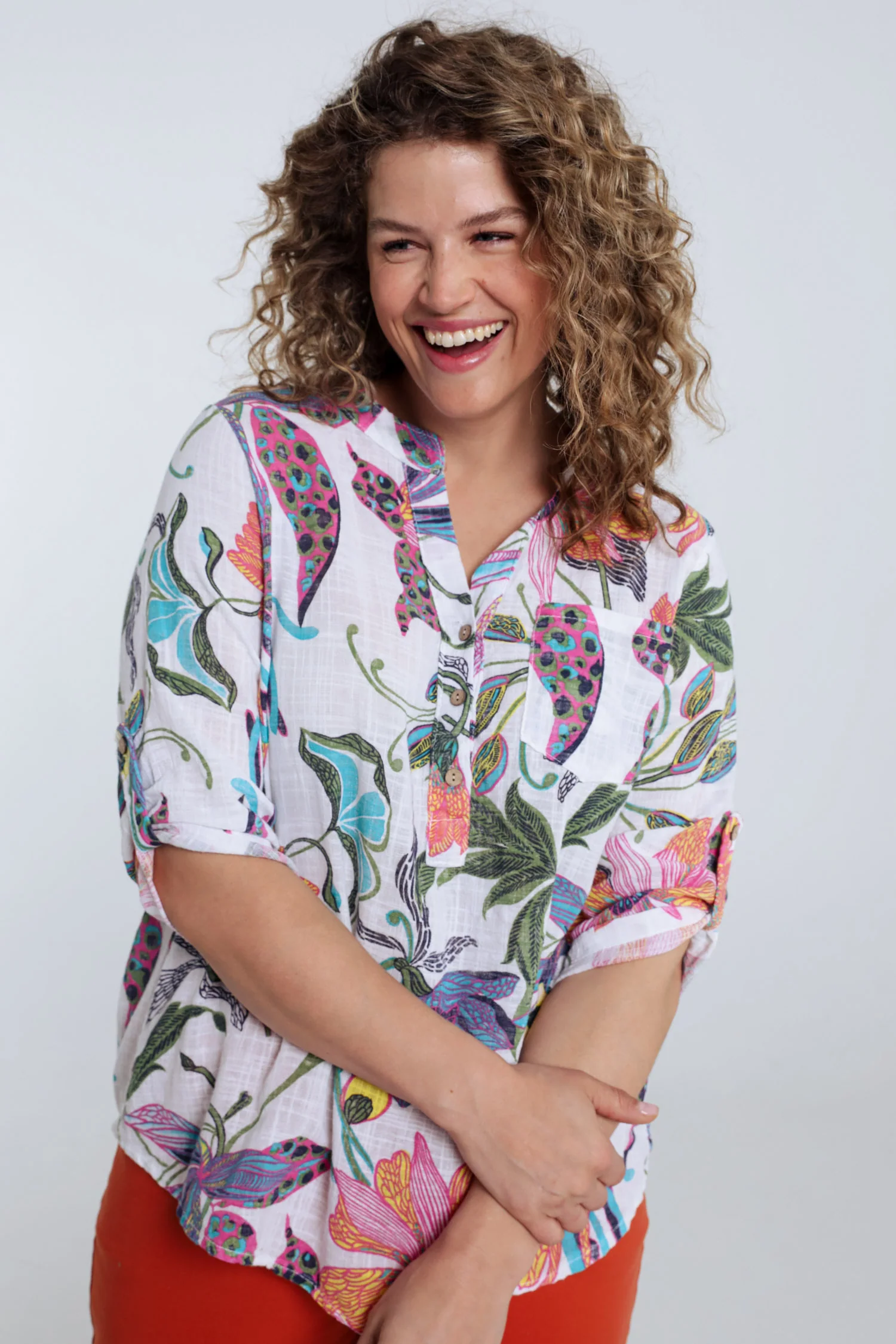 Blouse van katoenen mousseline met bloemenprint - Image 3