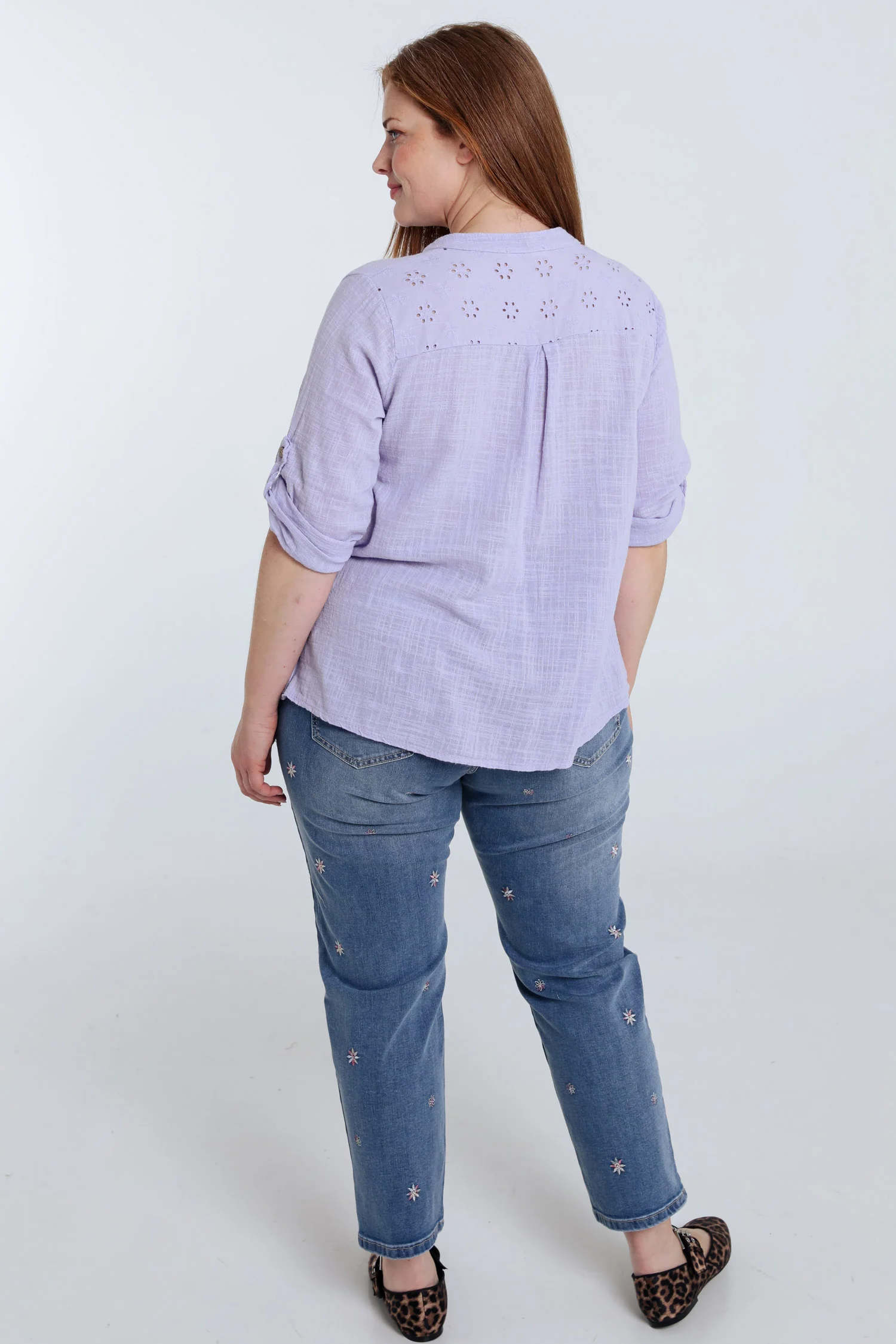 Blouse van effen katoen gaas - Image 13