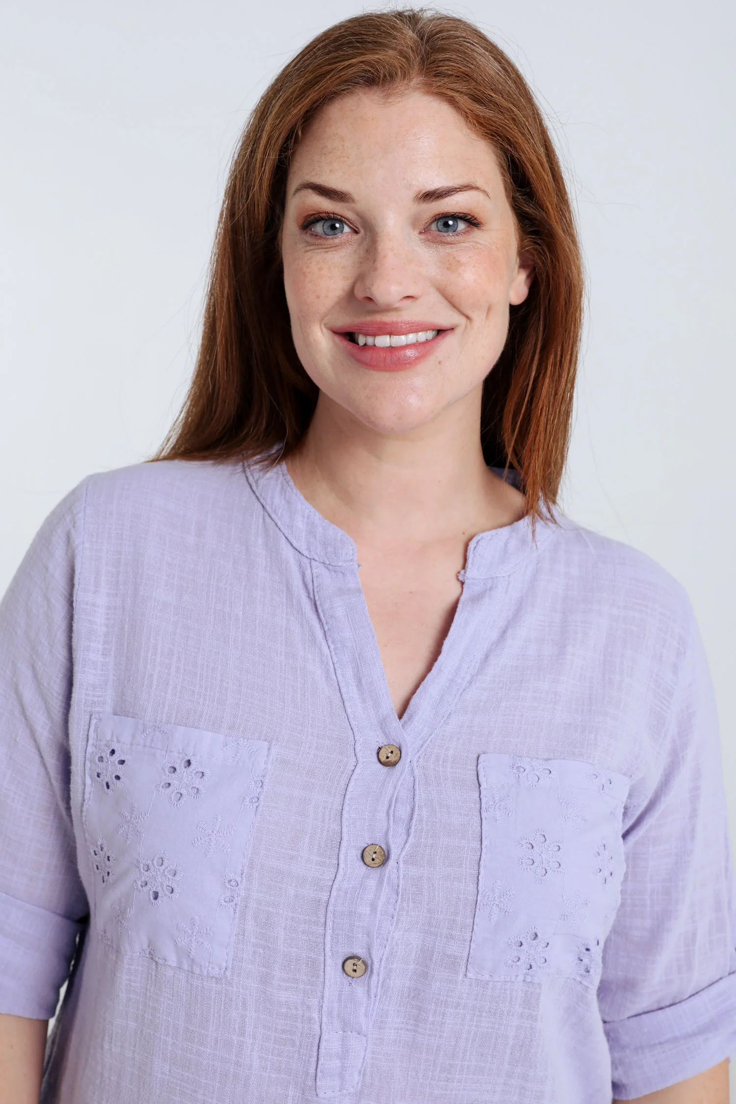 Blouse van effen katoen gaas - Image 15