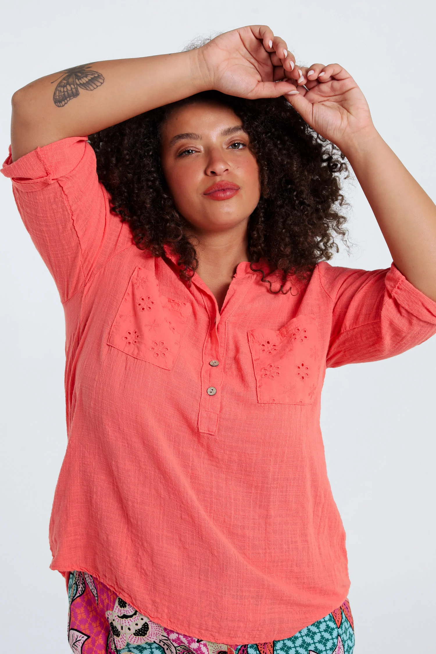 Blouse van effen katoen gaas - Image 23