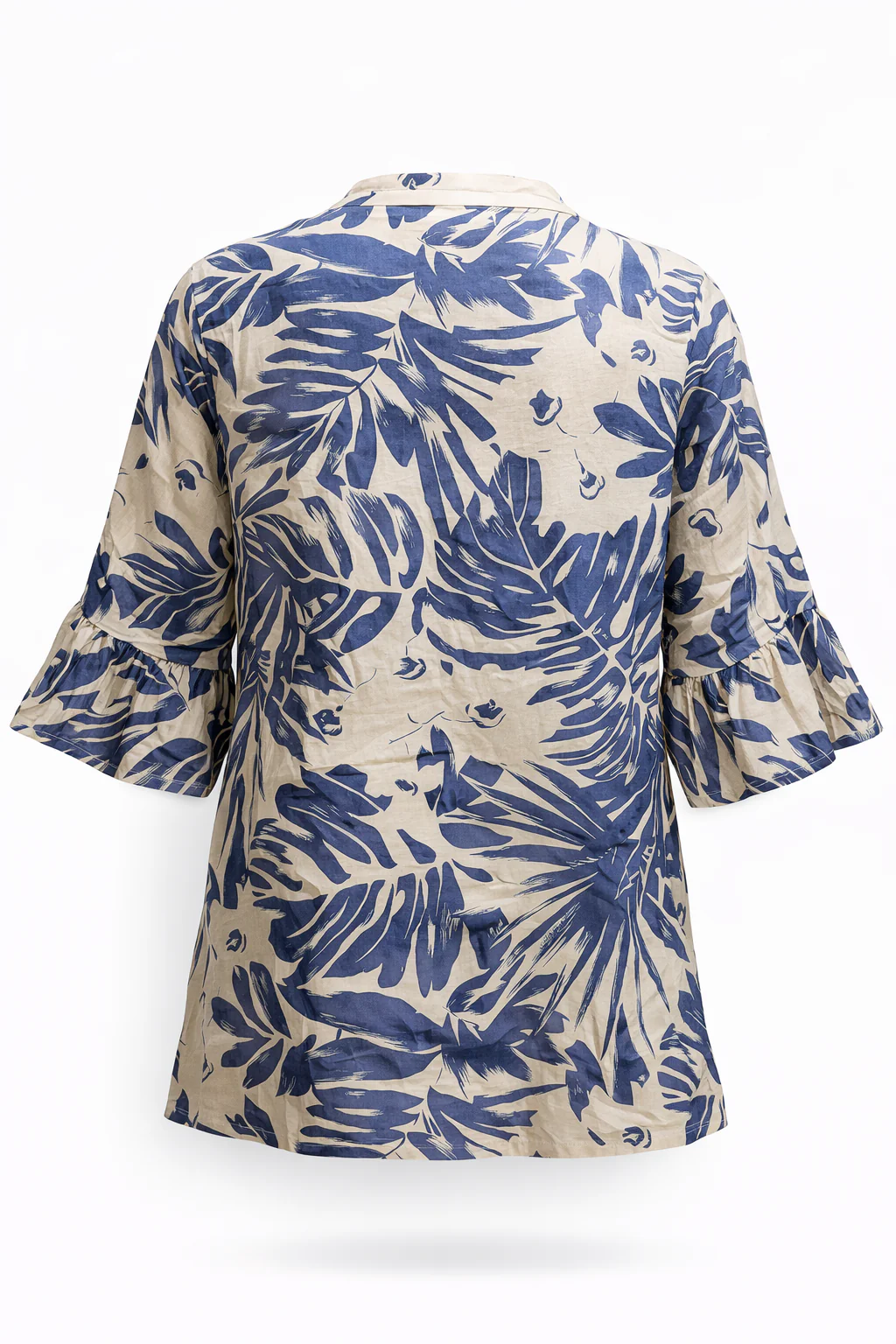 Blouse van linnen en viscose met tweekleurige bladprint - Image 2