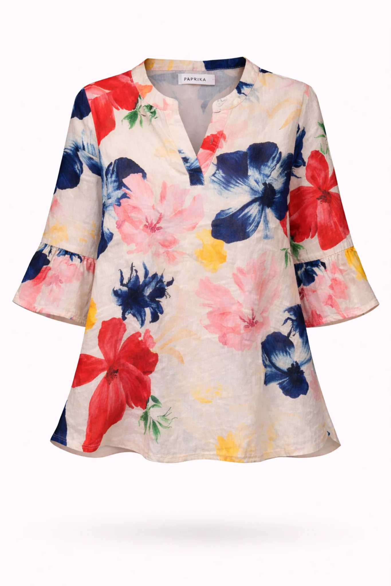 Blouse van linnen en viscose met bloemenprint