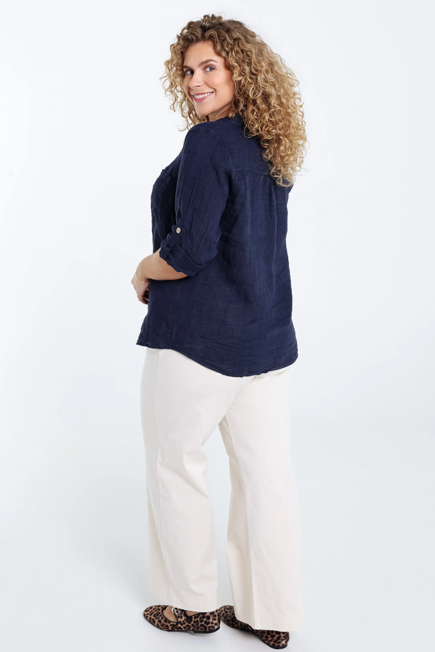 Effen linnen blouse - Image 2
