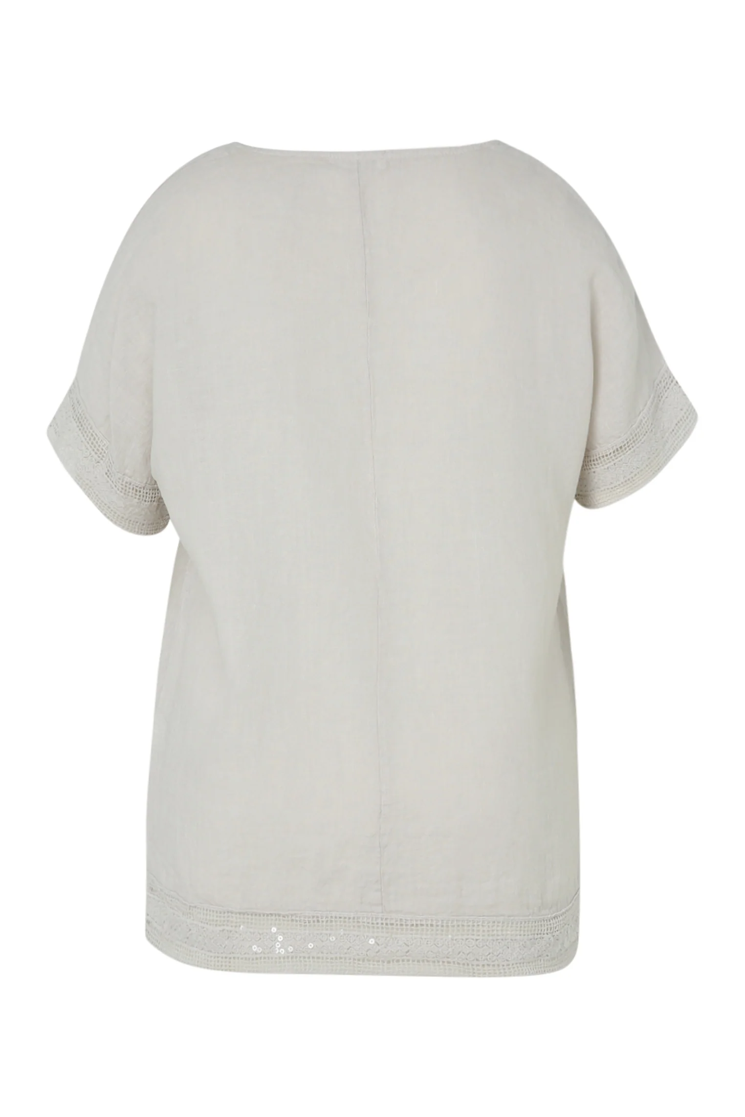 Blouse van effen linnen met sequindetails - Image 11