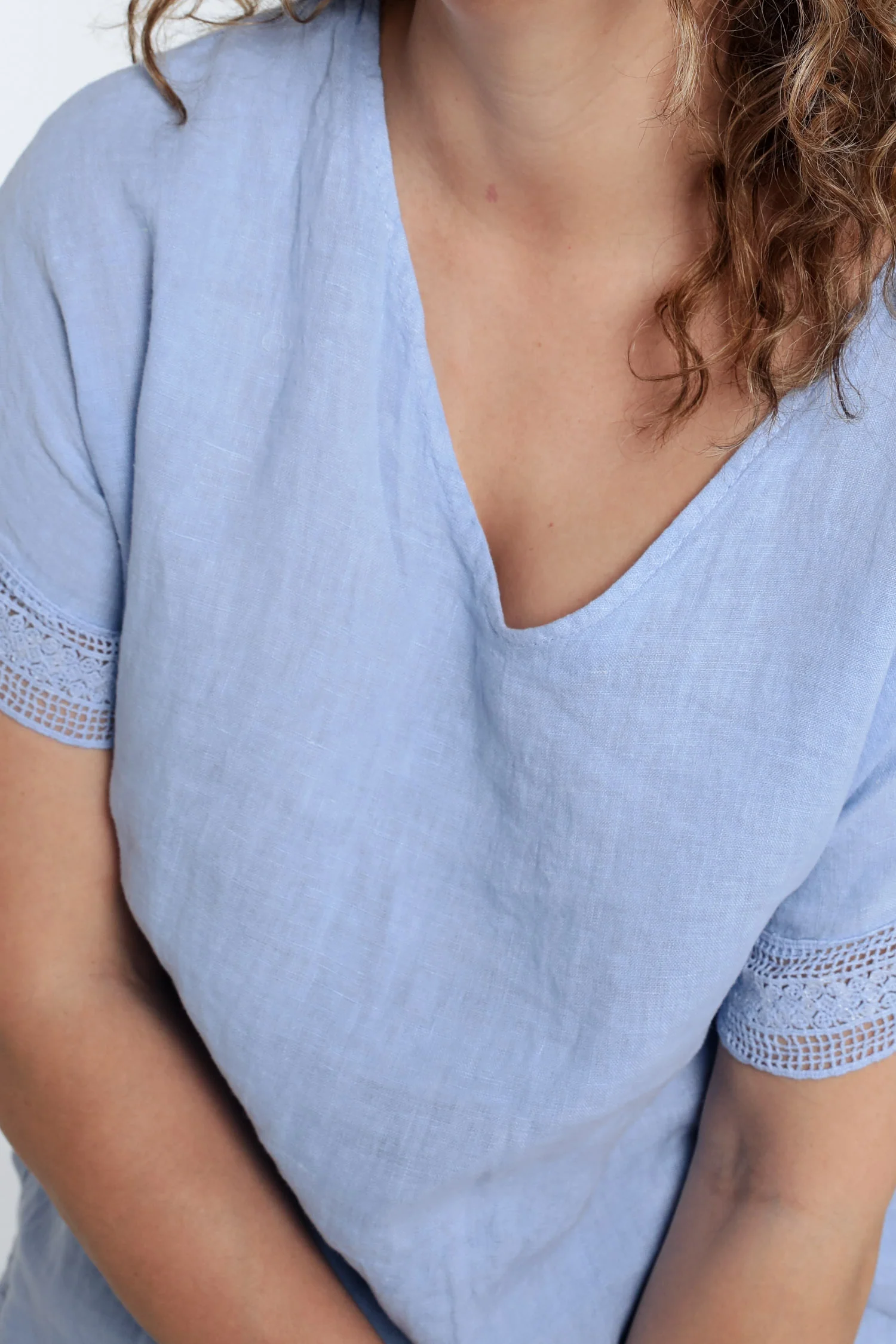 Blouse van effen linnen met sequindetails - Image 17