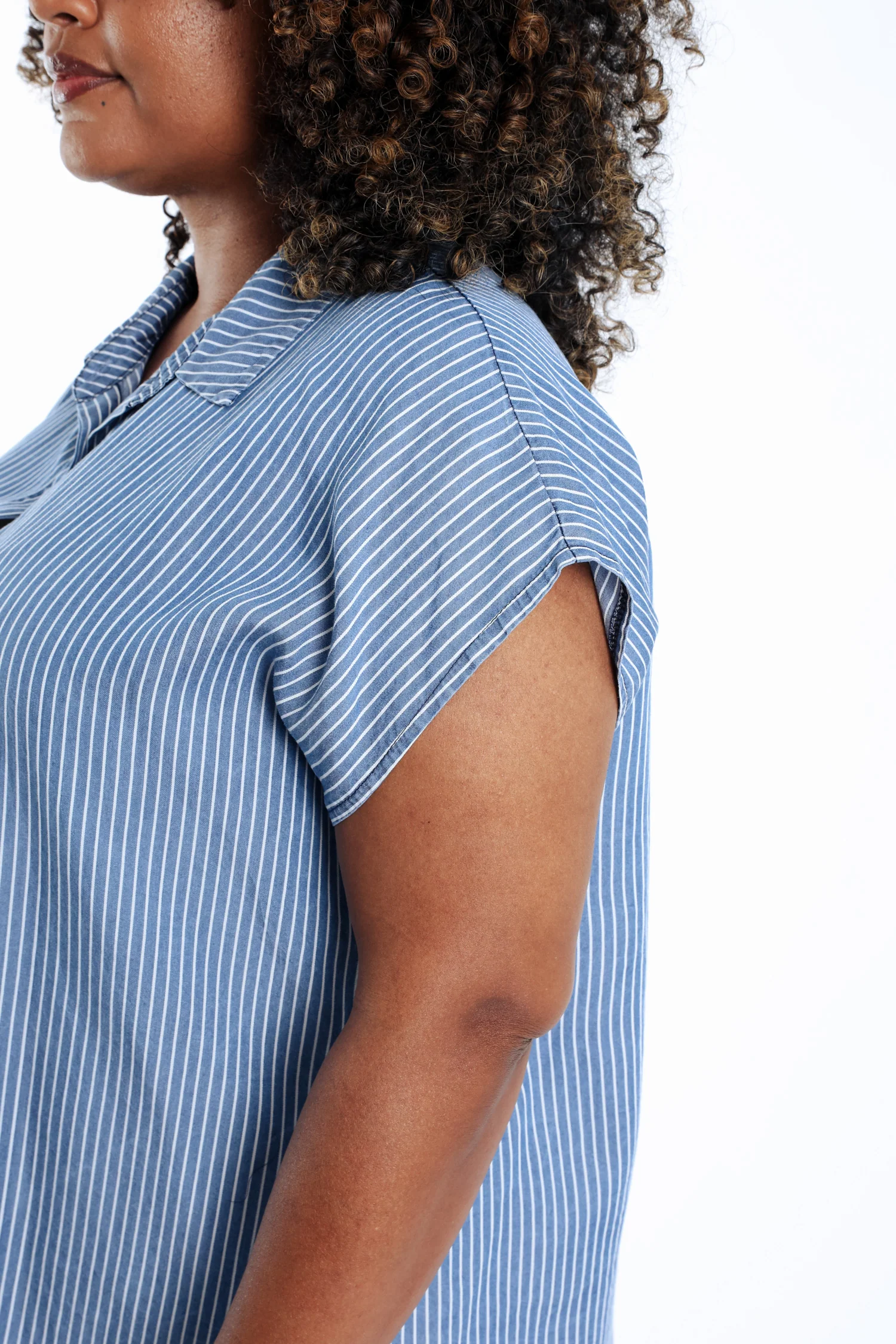 Blouse van tencel in gestreept denim - Image 5