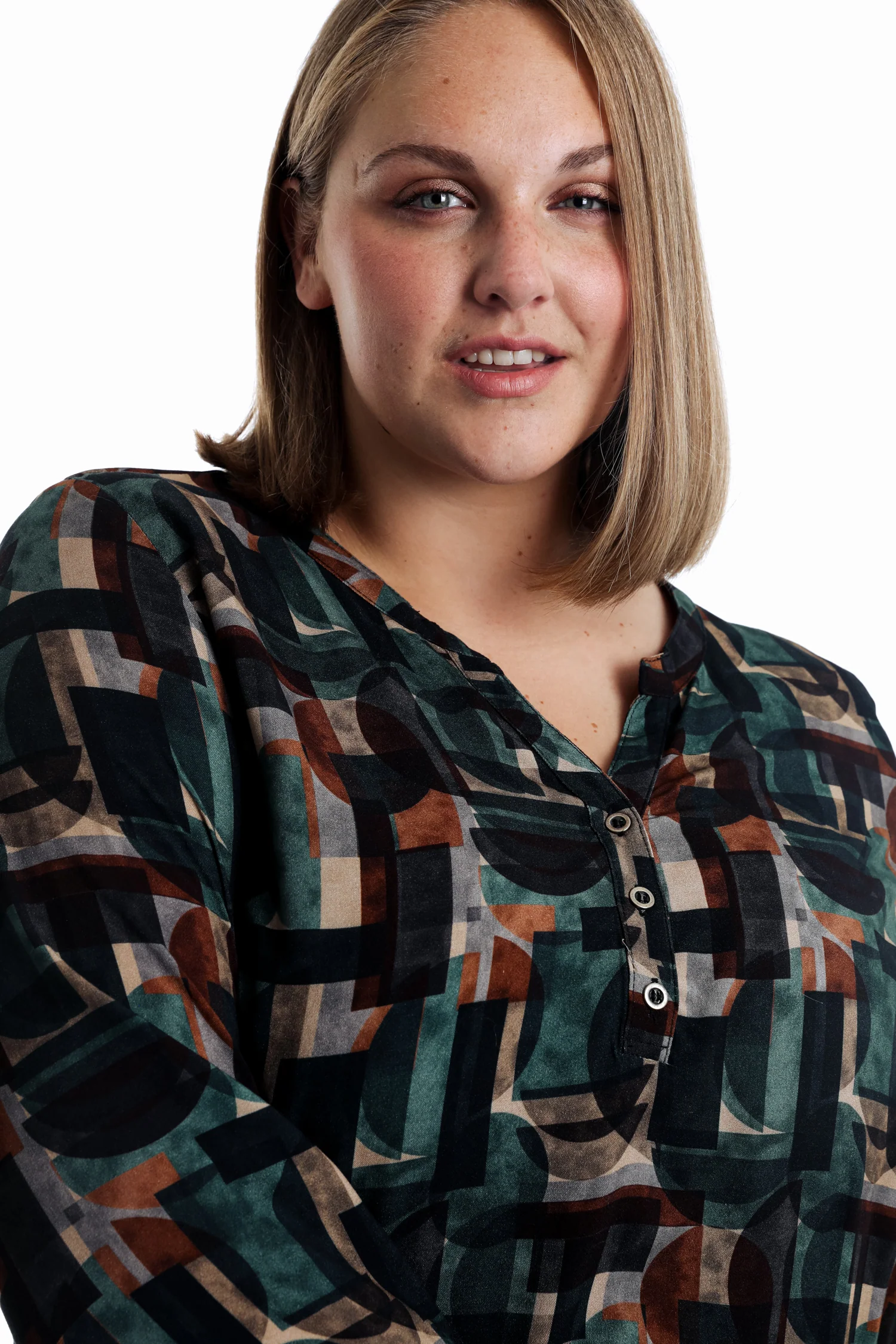Blouse van bedrukte viscose met grafisch dessin - Image 12