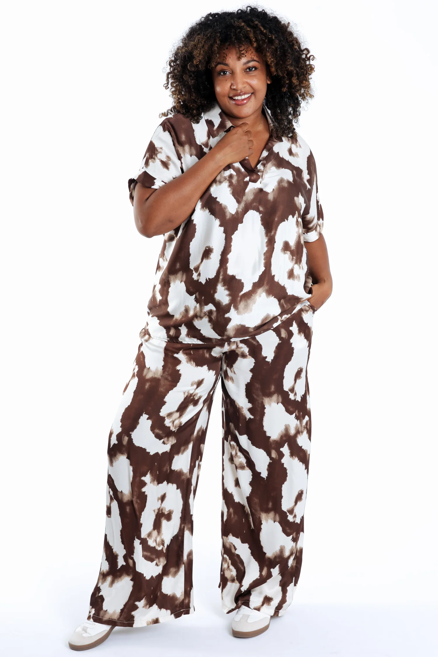 Blouse van viscose met satijneffect en dierenprint - Image 8