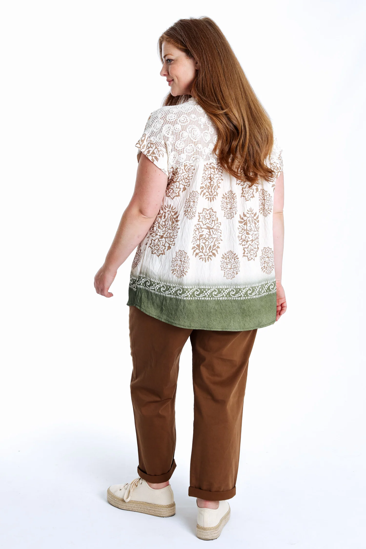 Blouse van viscose met paisley-print en een achterkant van gaas - Image 2