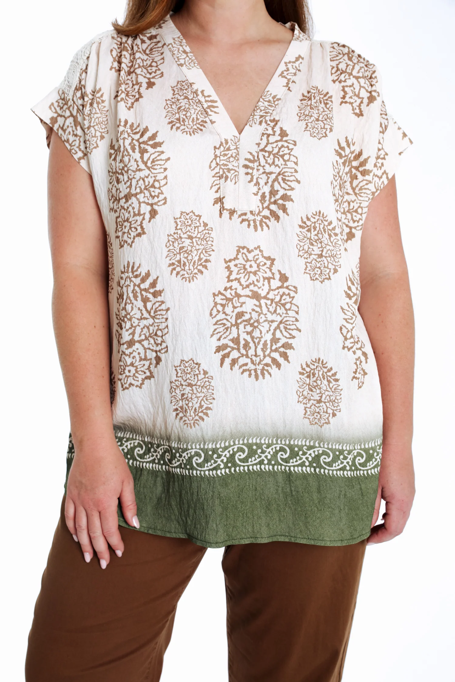 Blouse van viscose met paisley-print en een achterkant van gaas - Image 6
