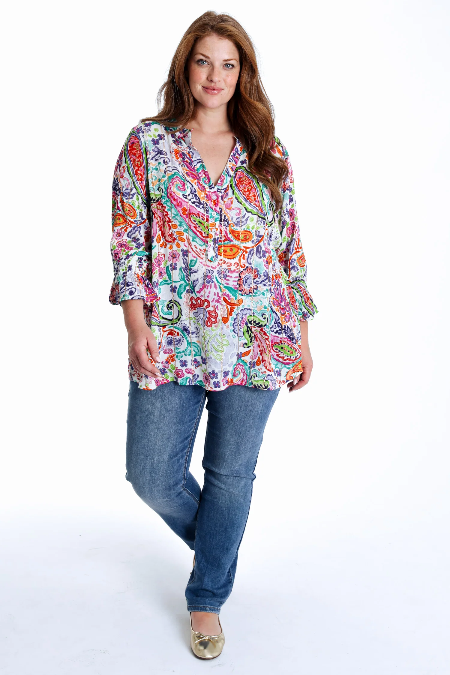Blouse in viscose met cachemireprint en lurex - Image 9