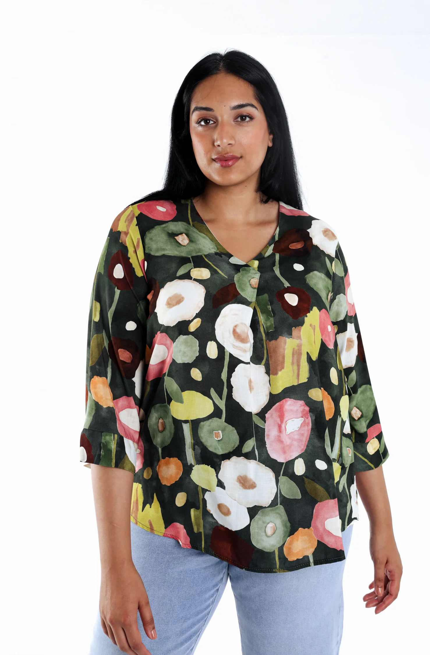 Blouse van viscose met klaproosprint