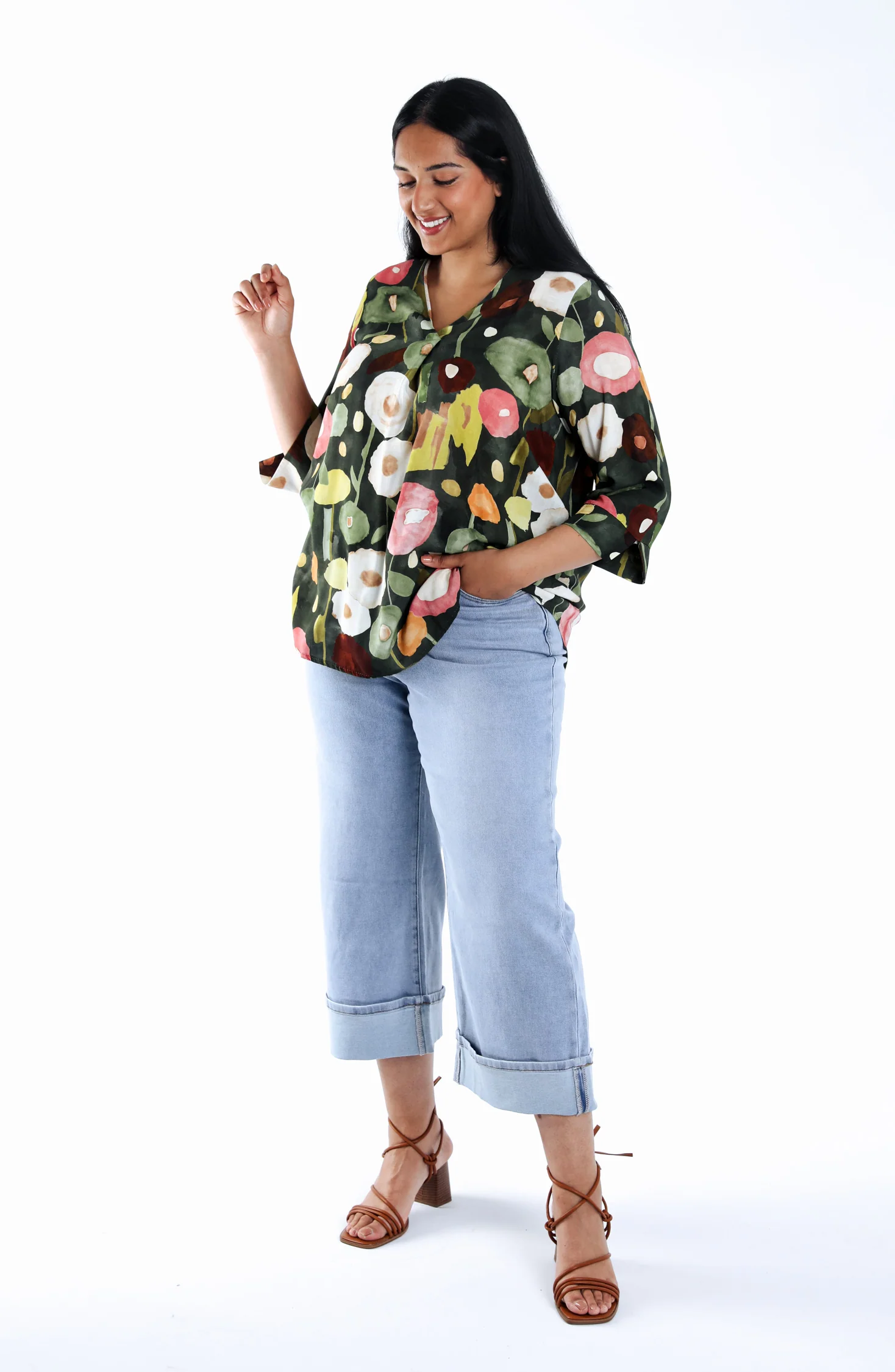 Blouse van viscose met klaproosprint - Image 7