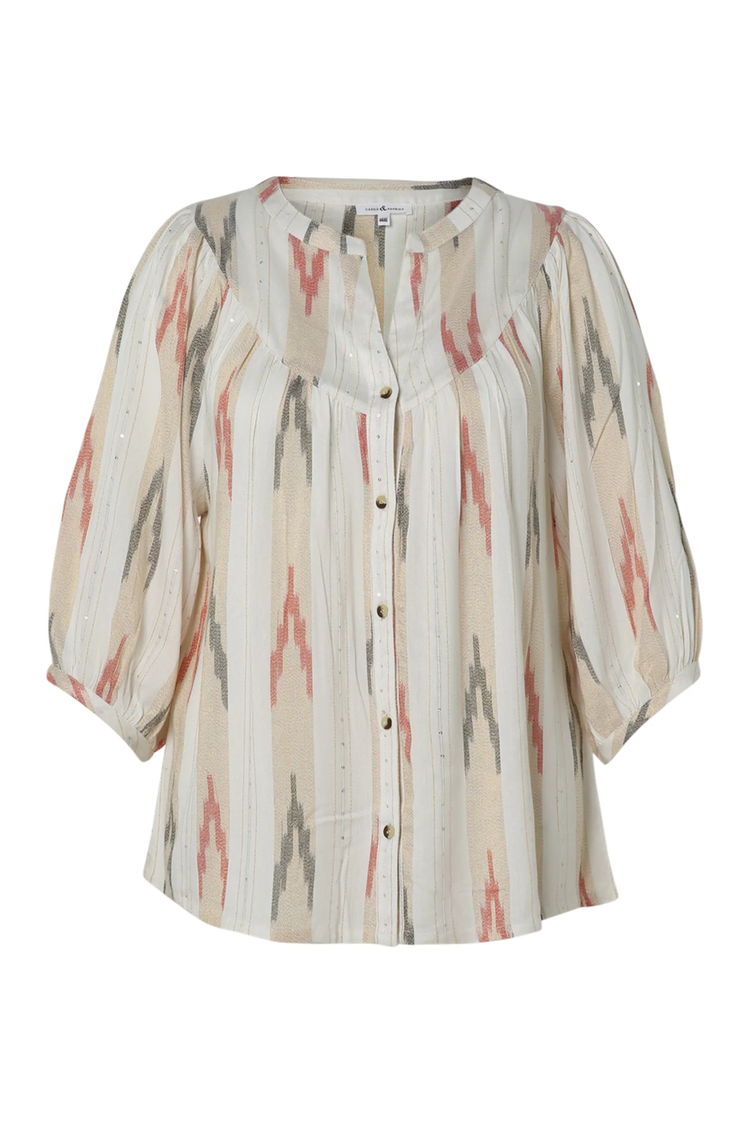 Etnisch bedrukt viscose blouse met lurex